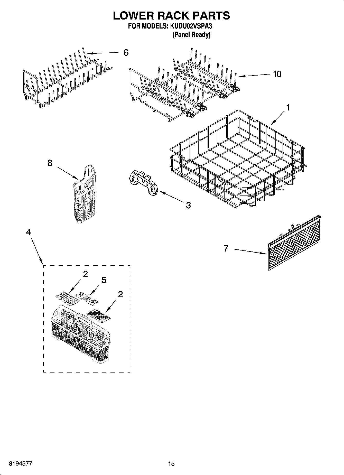 12 - LOWER RACK PARTS, OPTIONAL PARTS (NOT INCLUDED)