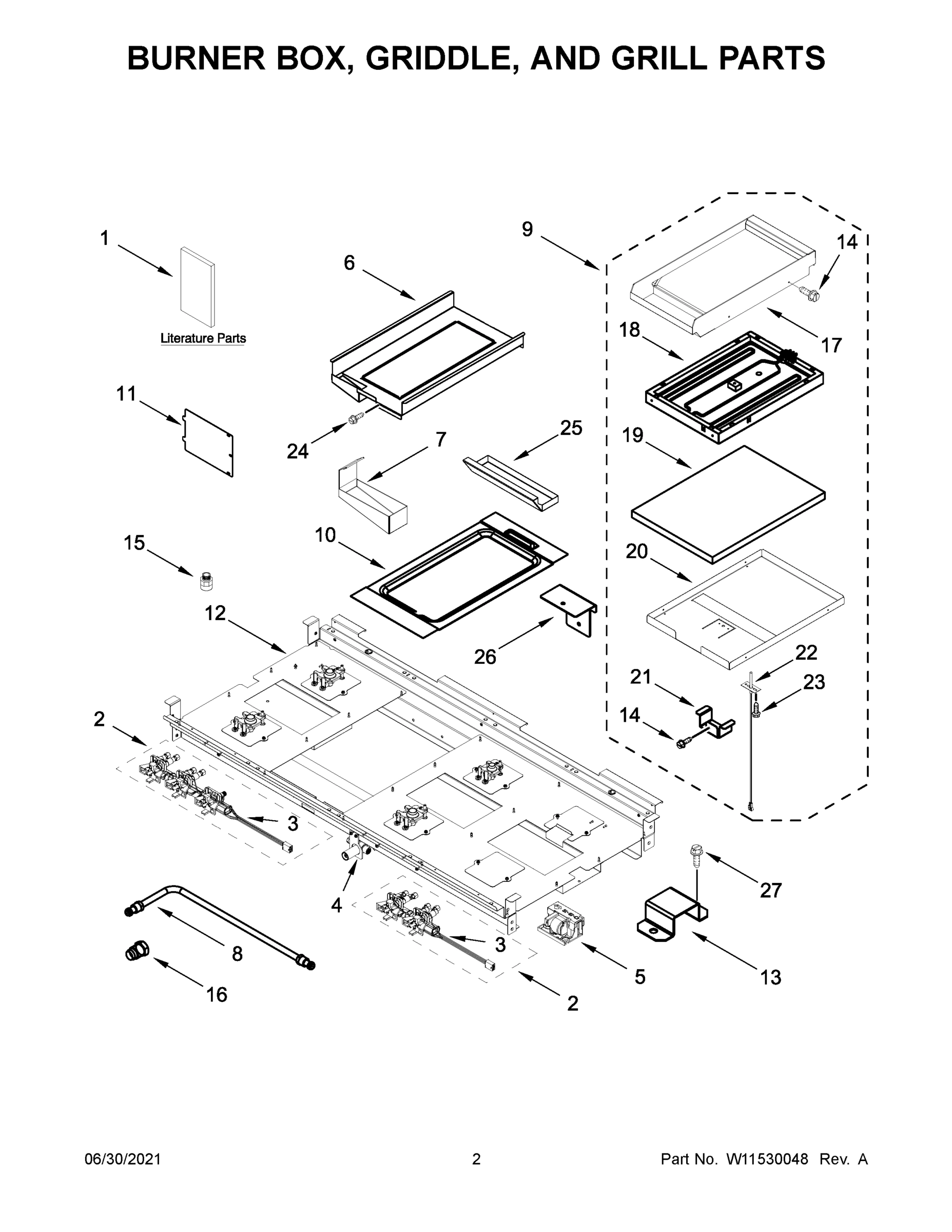 02 - BURNER BOX, GRIDDLE, AND GRILL PARTS