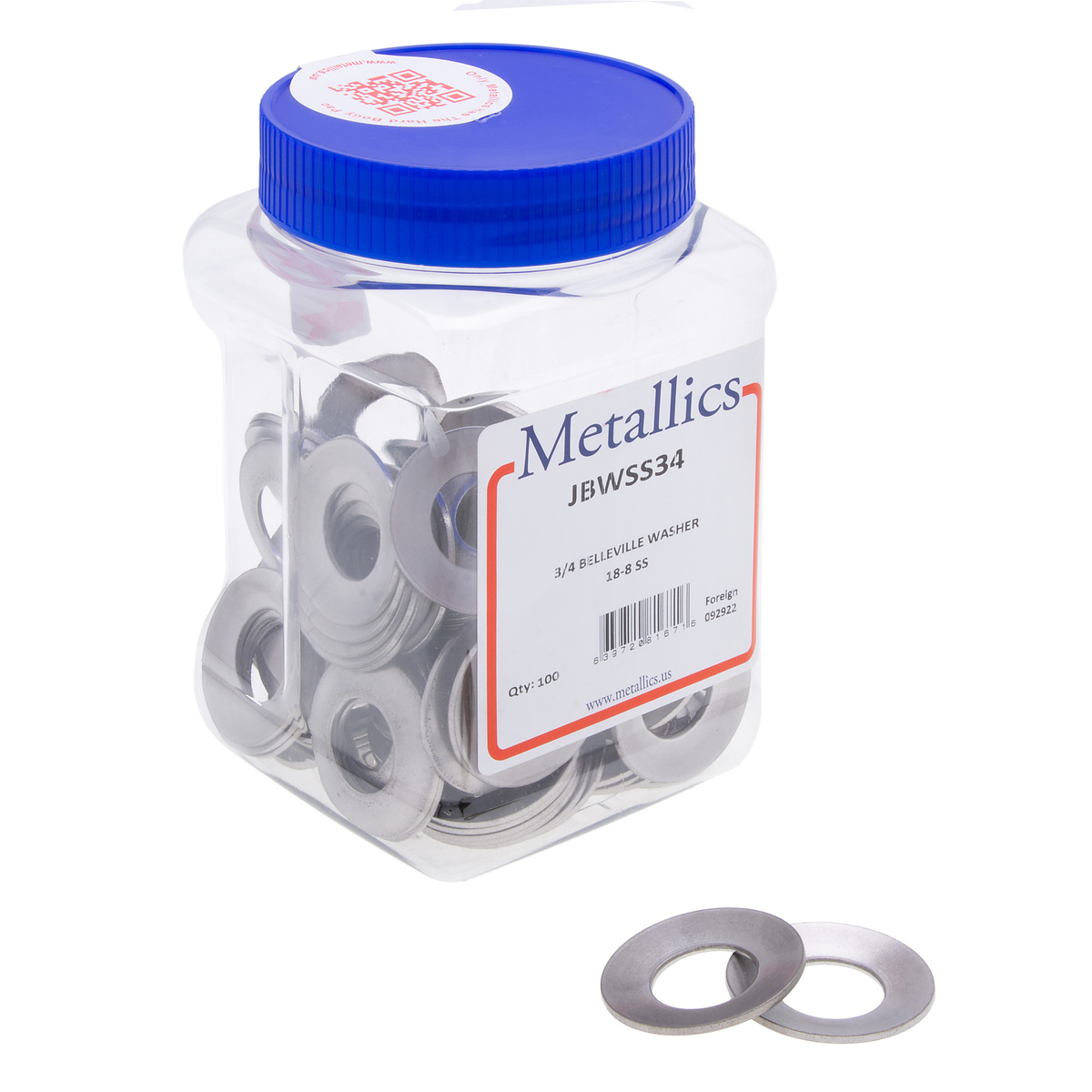Stainless Steel 302 Belleville Spring Washers #2 - 3/32" ID, 3/16" OD, 0.0065" Thick, Pack Of 100