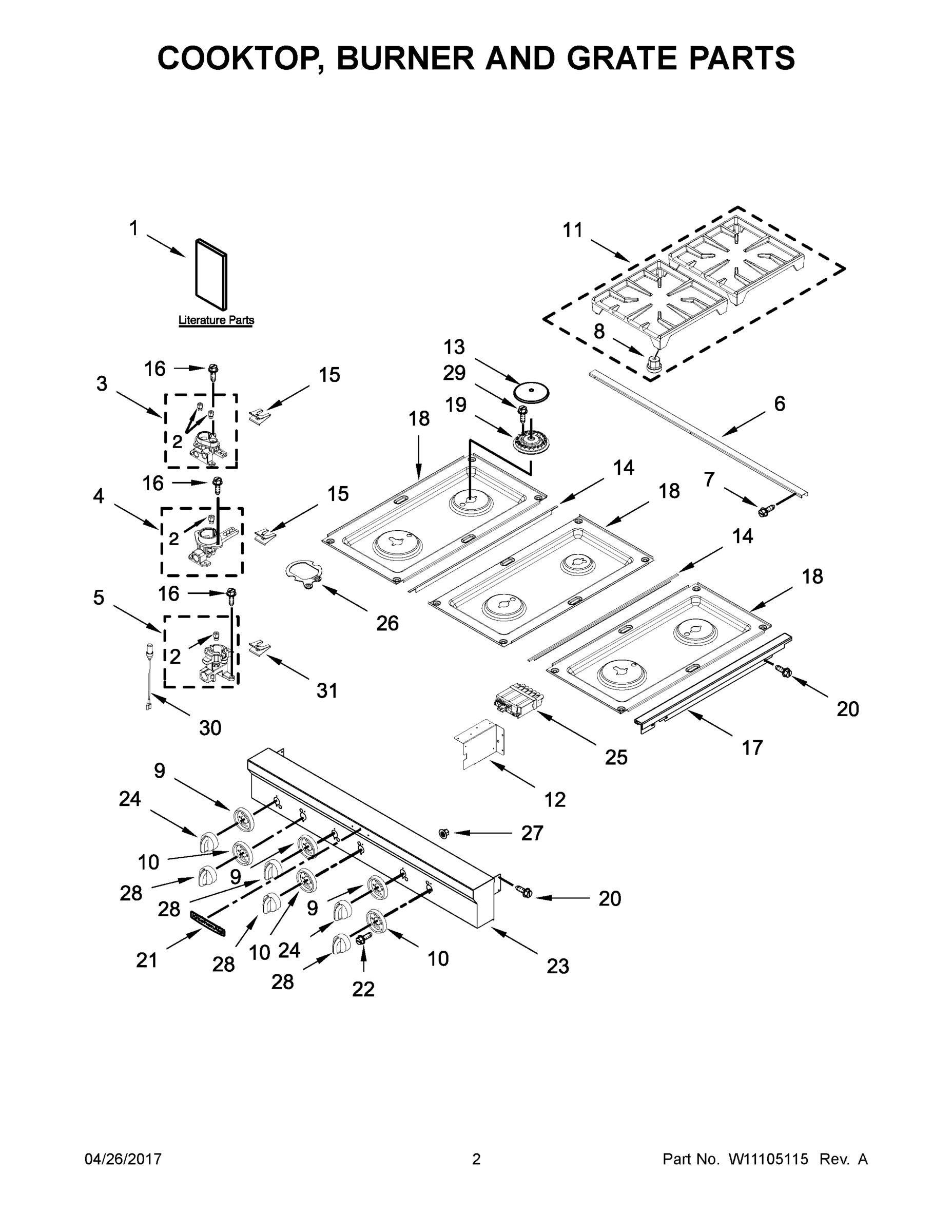 02 - COOKTOP, BURNER AND GRATE PARTS