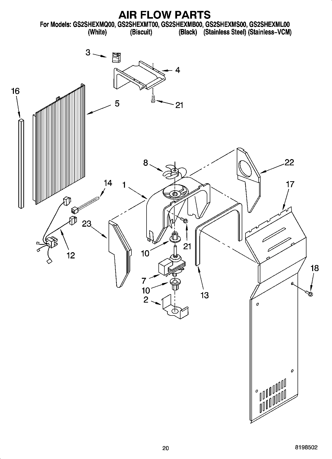 12 - AIR FLOW PARTS, PARTS NOT ILLUSTRATED