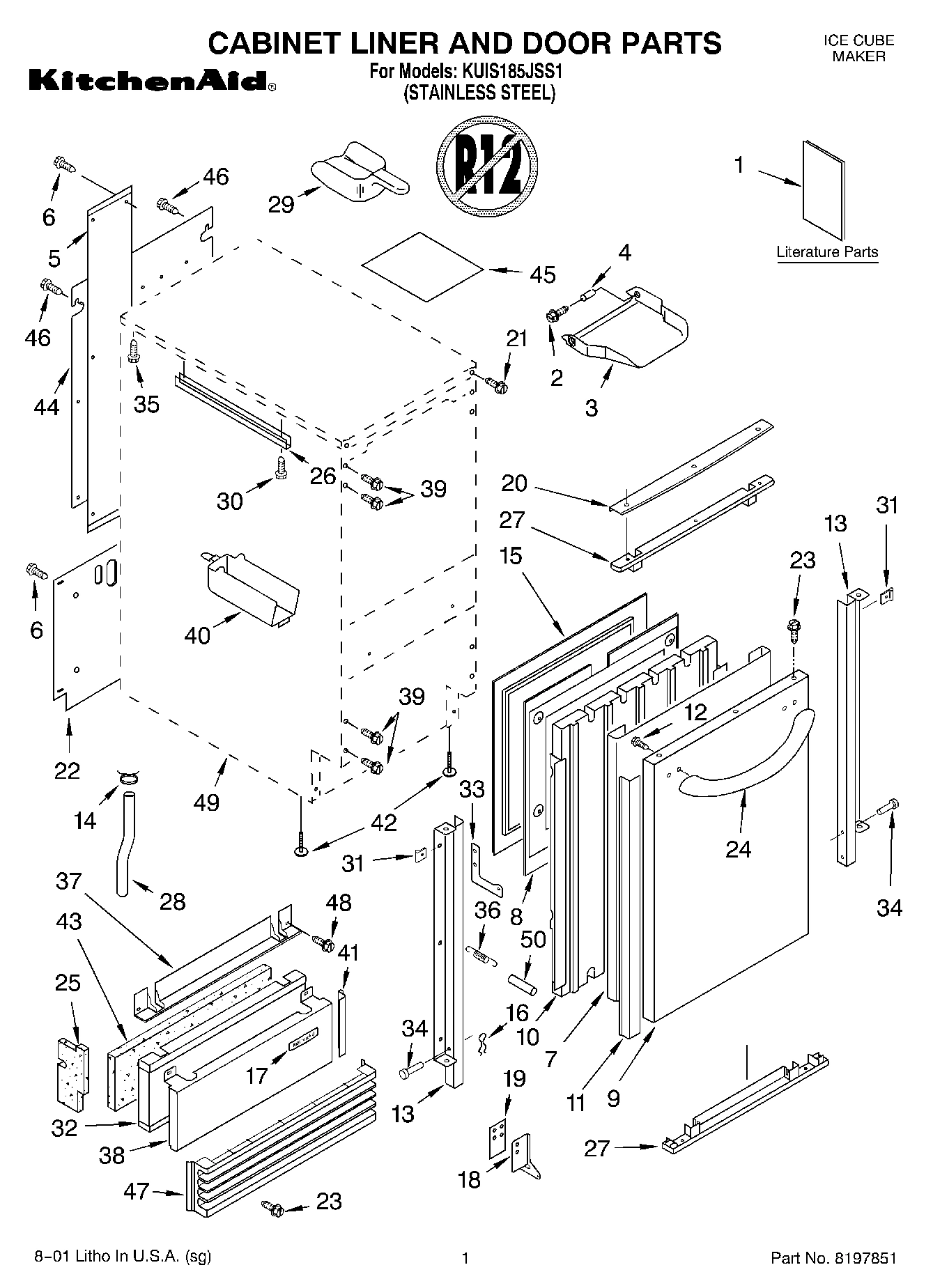 01 - CABINET LINER AND DOOR, LIT/OPTIONAL