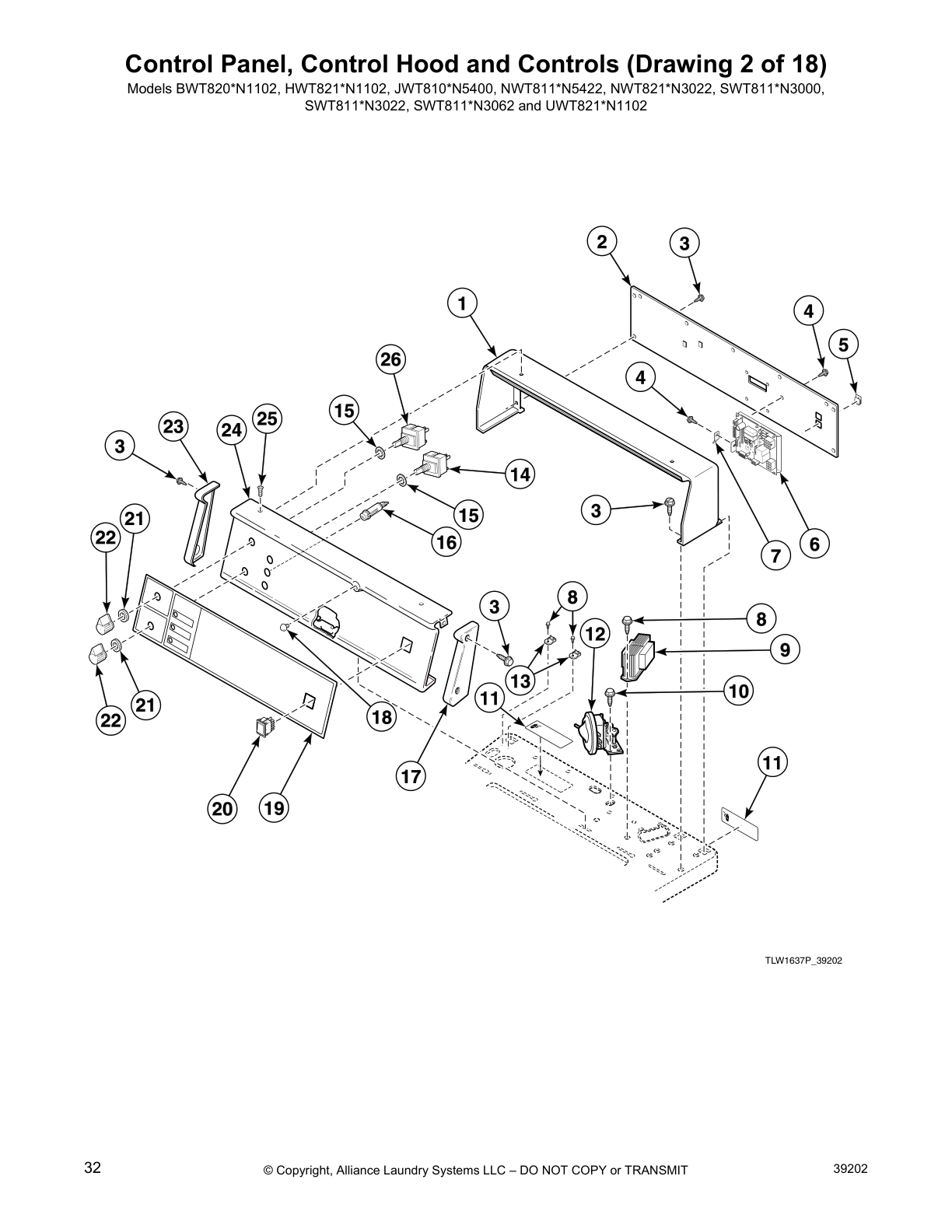 Control Panel, Control Hood and Controls (Drawing 2 of 18)