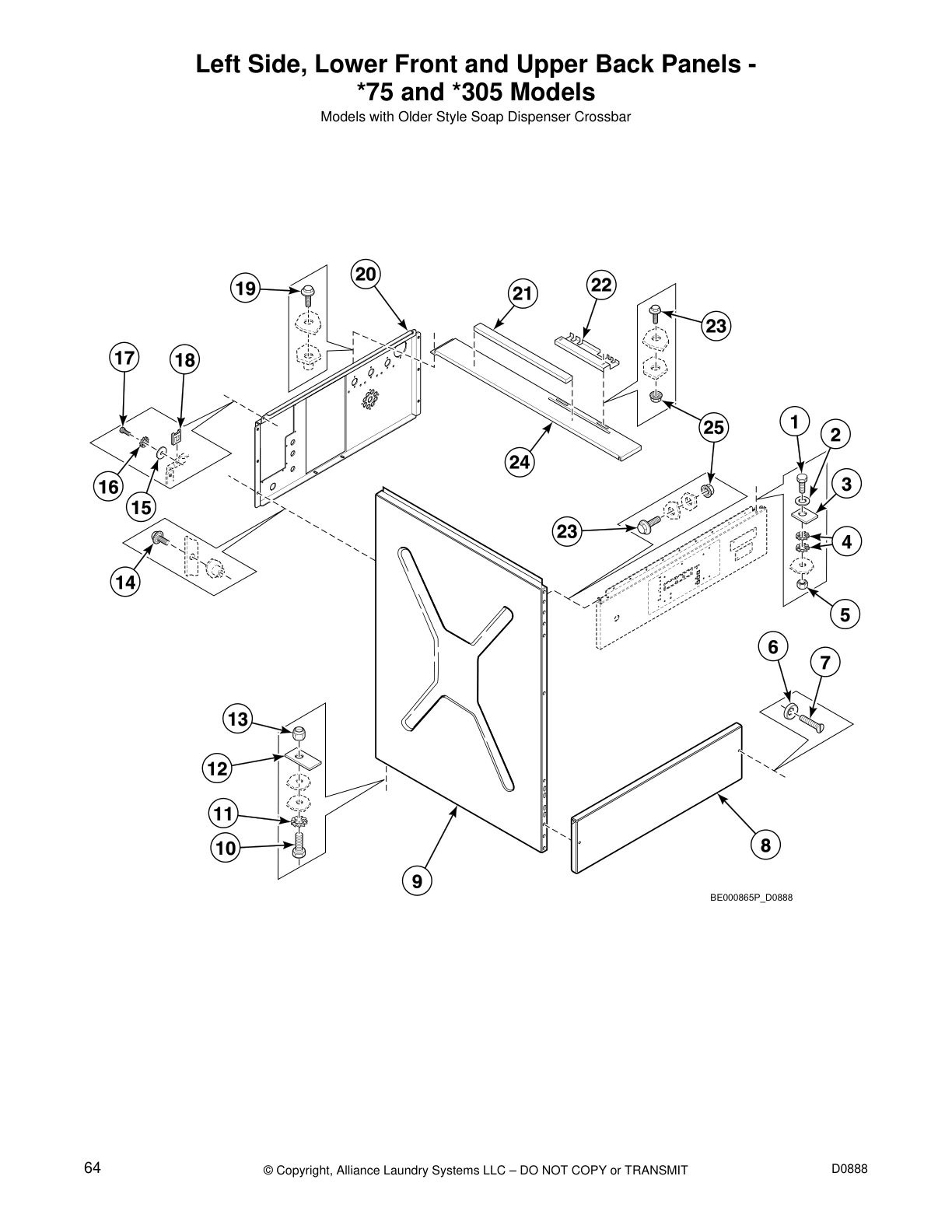 Left Side, Lower Front and Upper Back Panels -
*75 and *305 Models