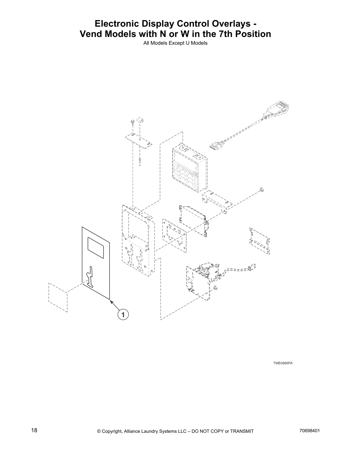 Electronic Display Control Overlays - 
Vend Models with N or W in the 7th Position