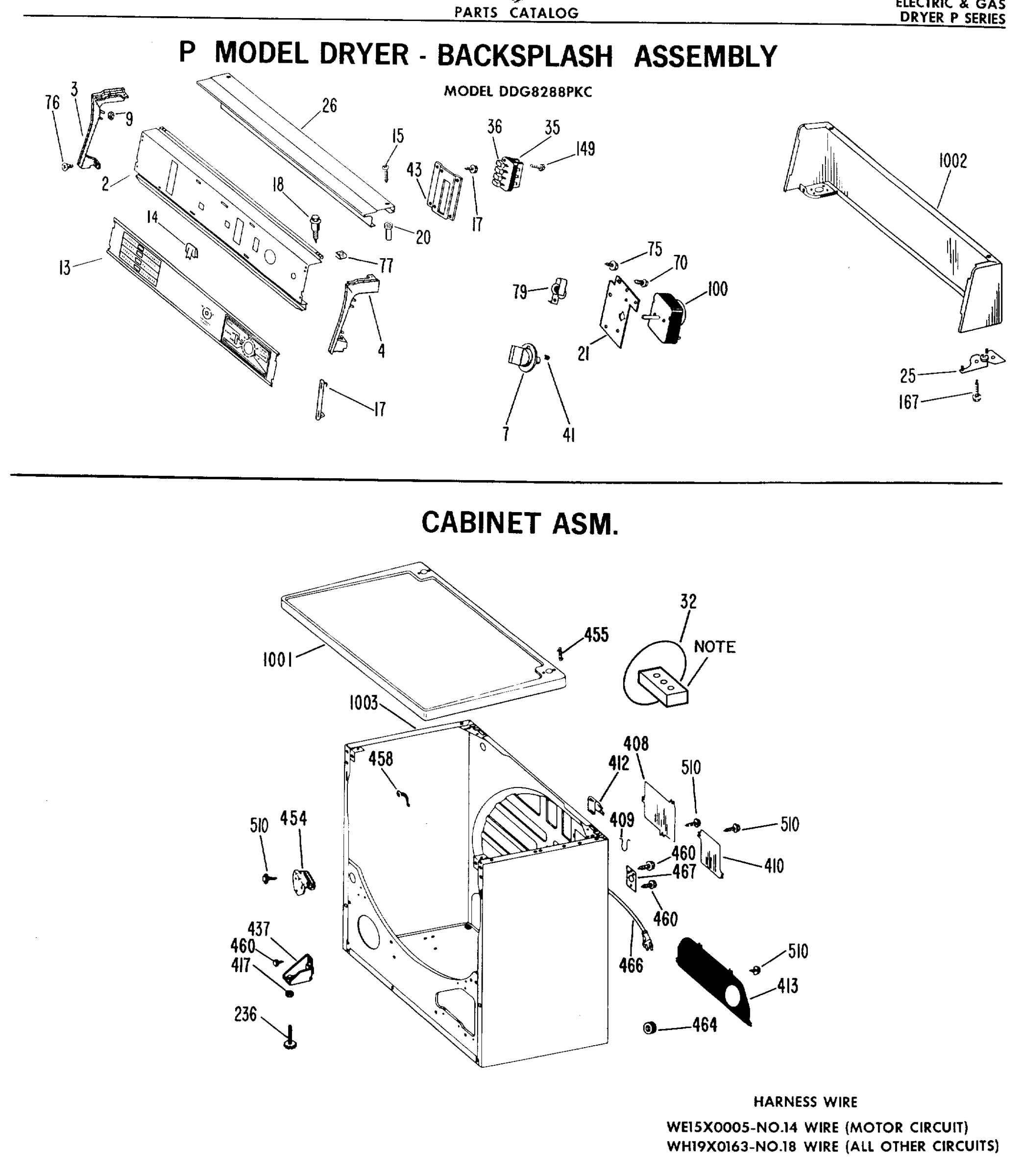 P MODEL DRYER - BACKSPLASH ASSEMBLY