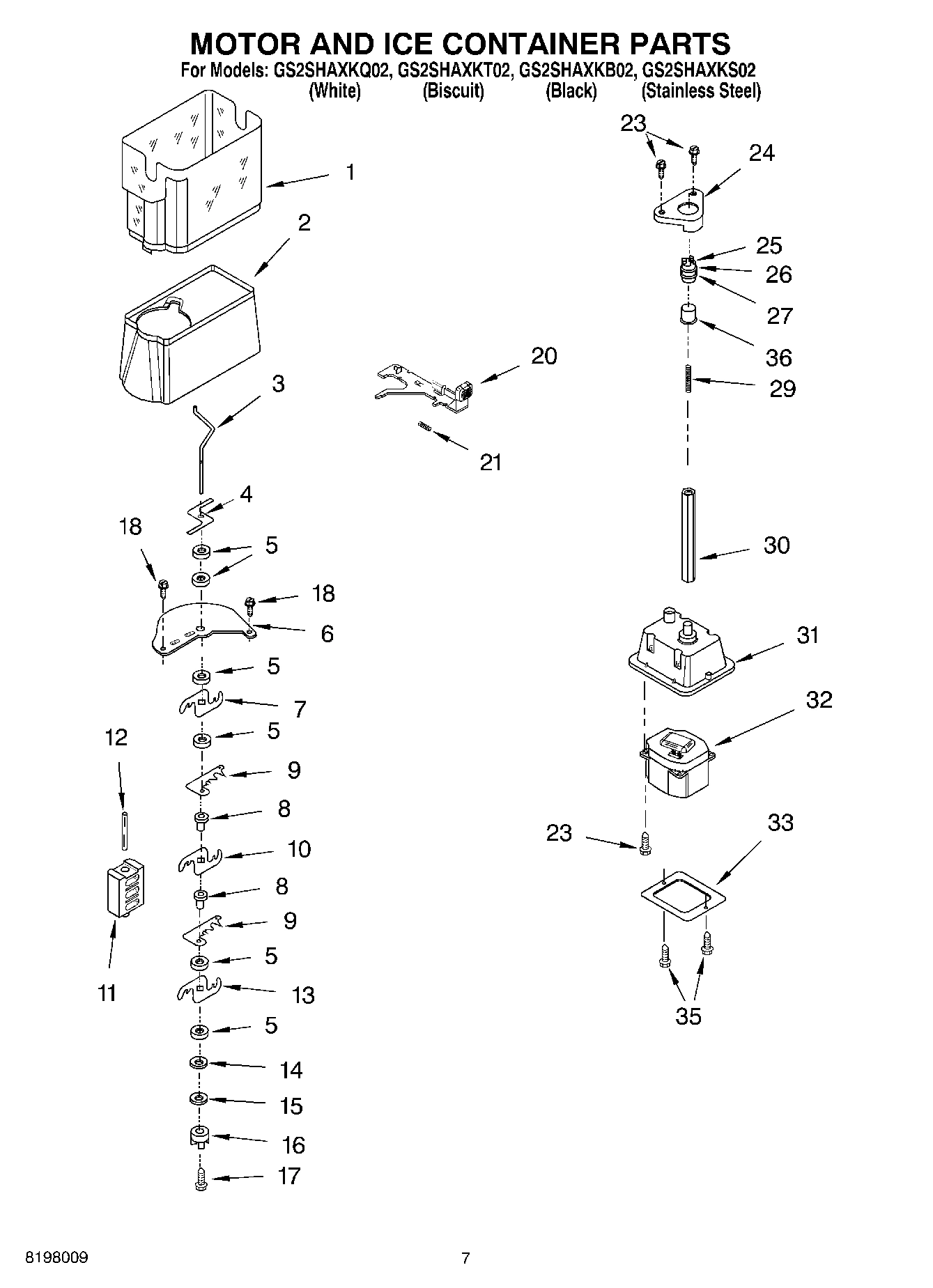 05 - MOTOR AND ICE CONTAINER PARTS