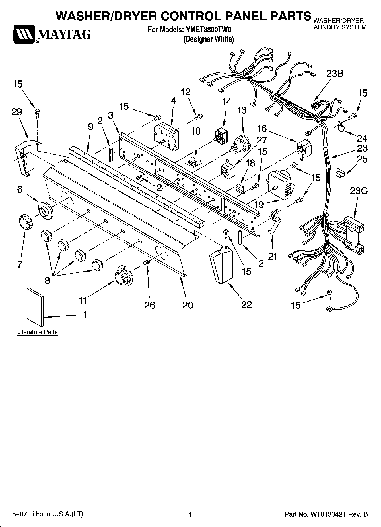 01 - WASHER/DRYER CONTROL PANEL PARTS