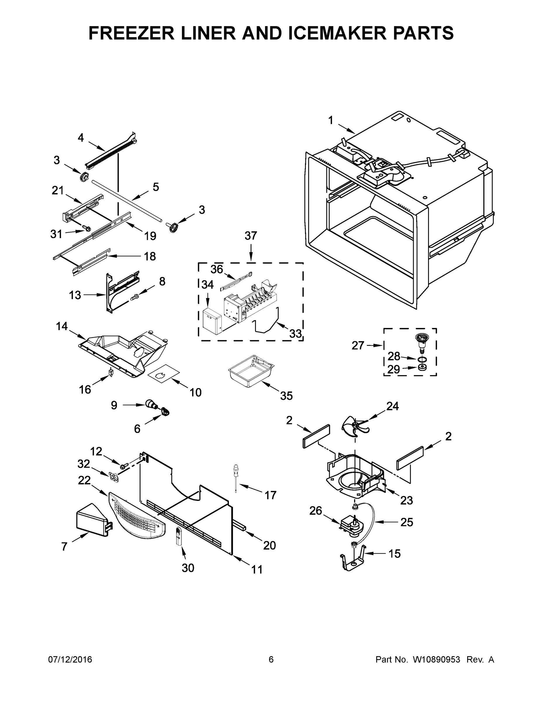 04 - FREEZER LINER AND ICEMAKER PARTS