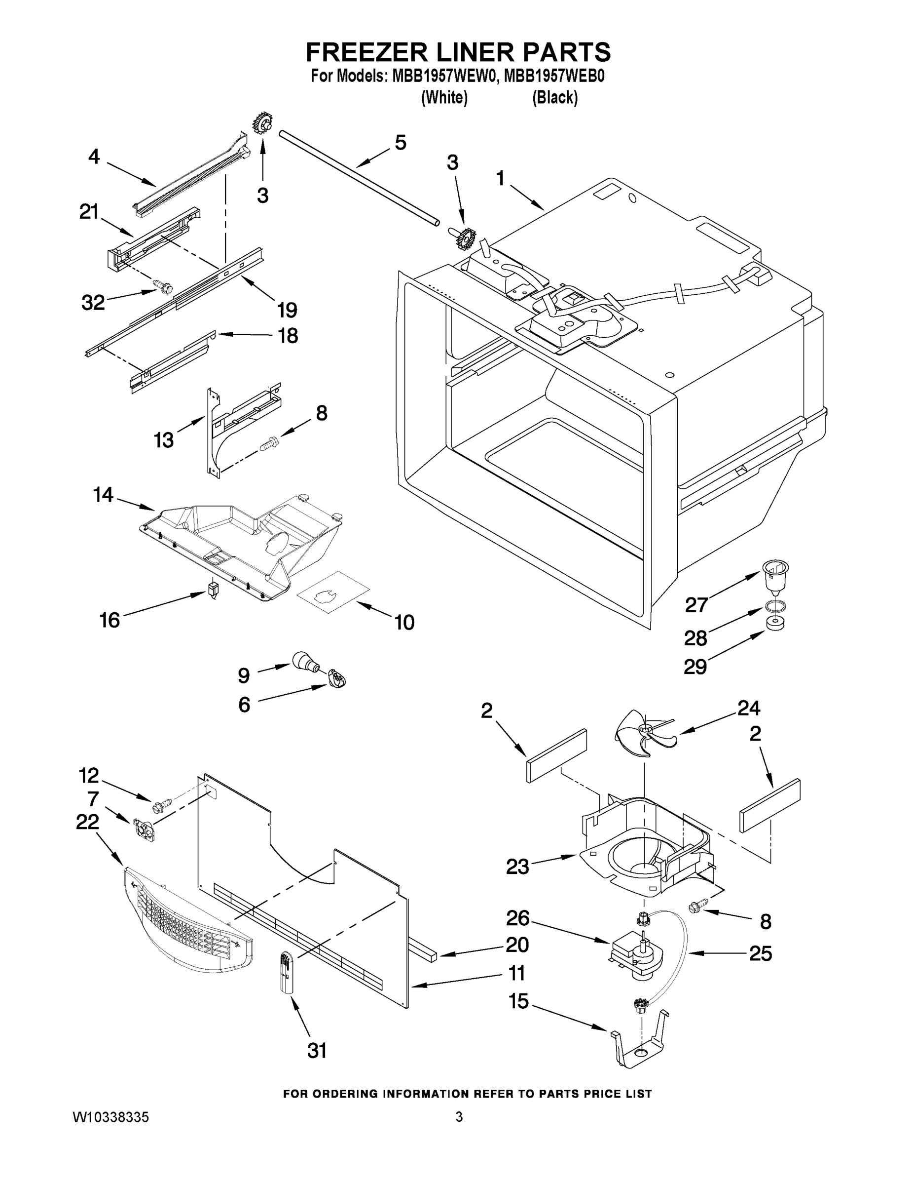 02 - FREEZER LINER PARTS