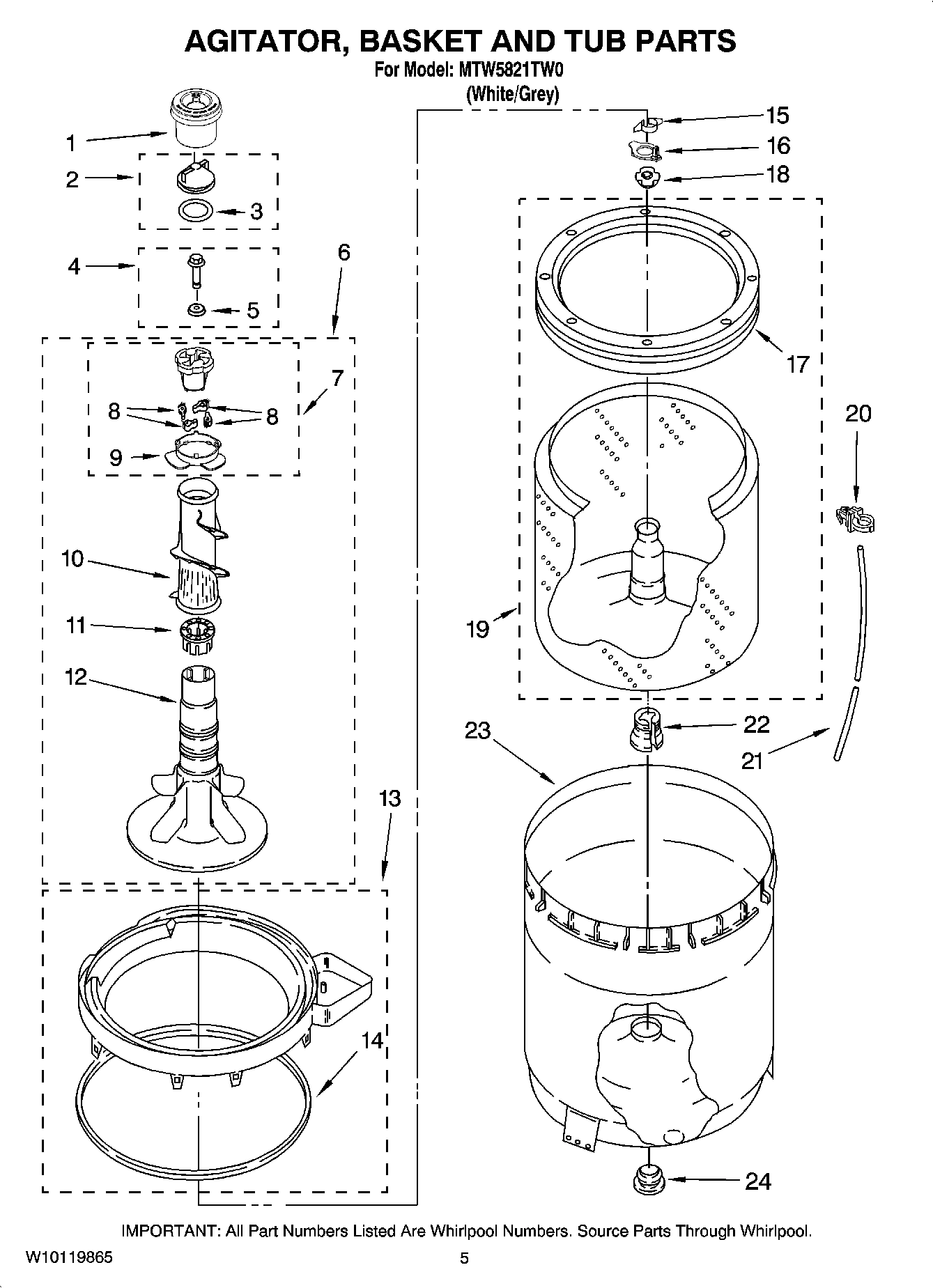 03 - AGITATOR, BASKET AND TUB PARTS