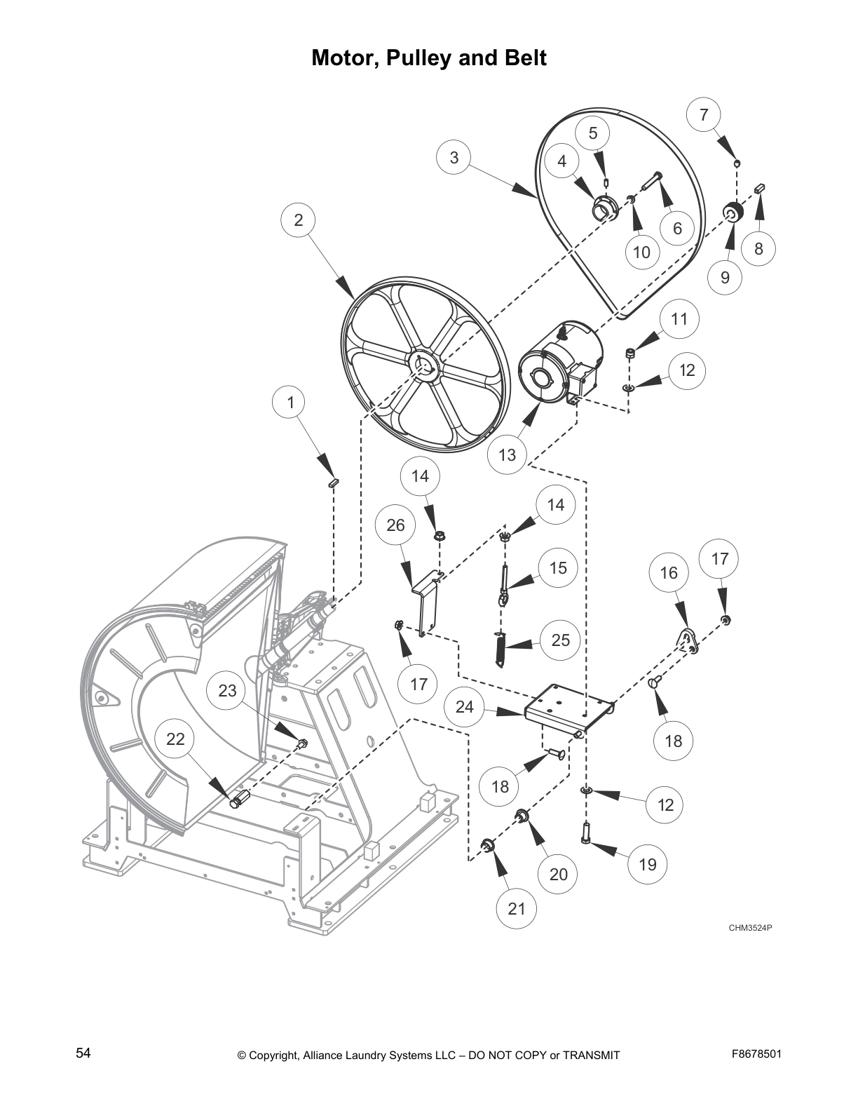 Motor, Pulley and Belt