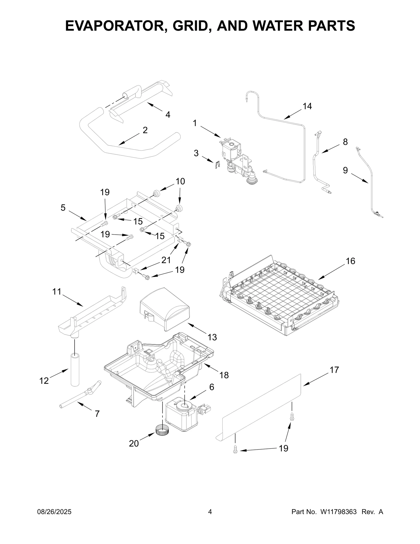 EVAPORATOR, GRID, AND WATER PARTS