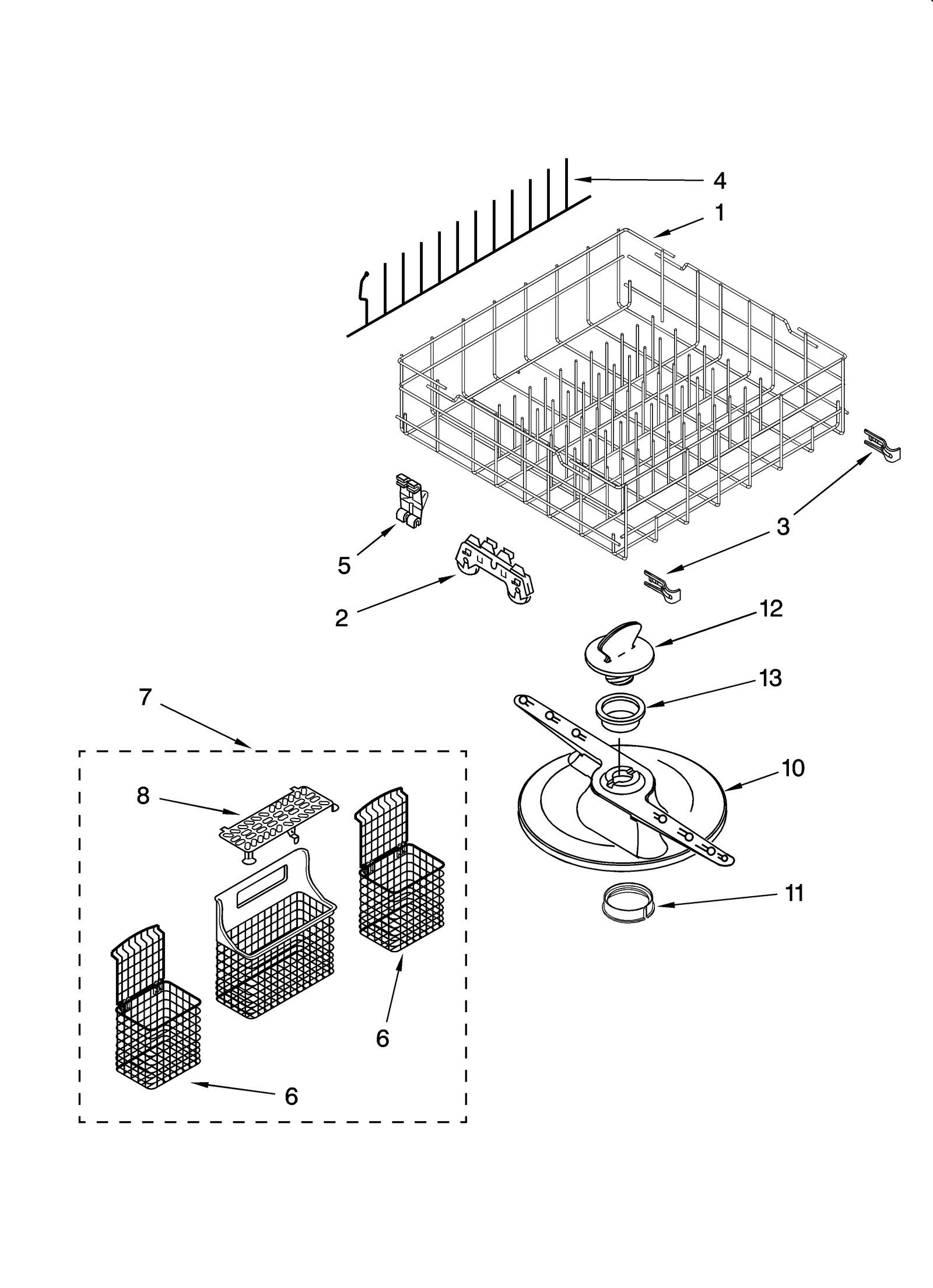LOWER DISHRACK PARTS, OPTIONAL PARTS (NOT INCLUDED)