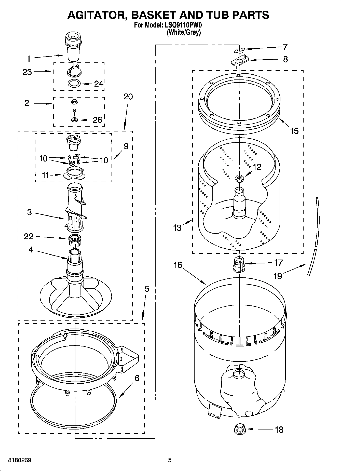 03 - AGITATOR, BASKET AND TUB PARTS