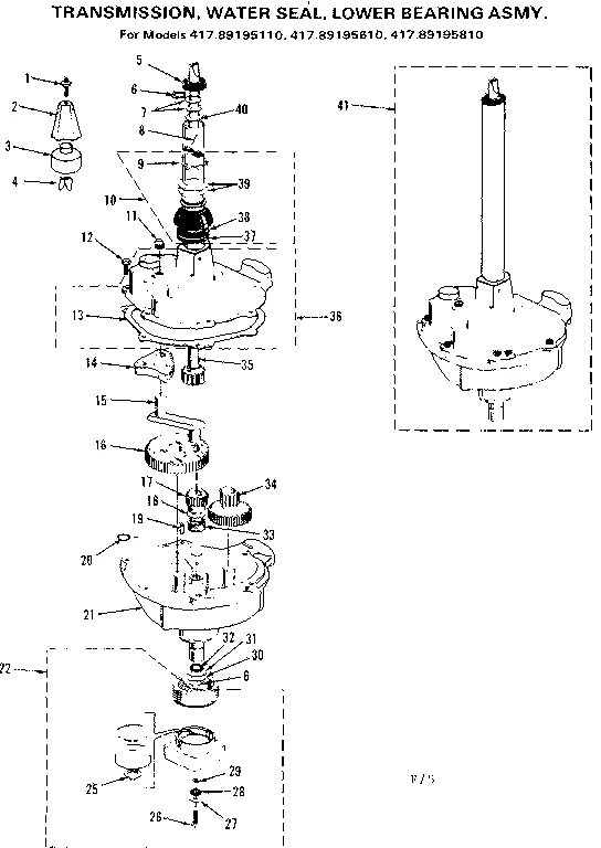 TRANSMISSION, WATER SEAL, LOWER BEARING ASM