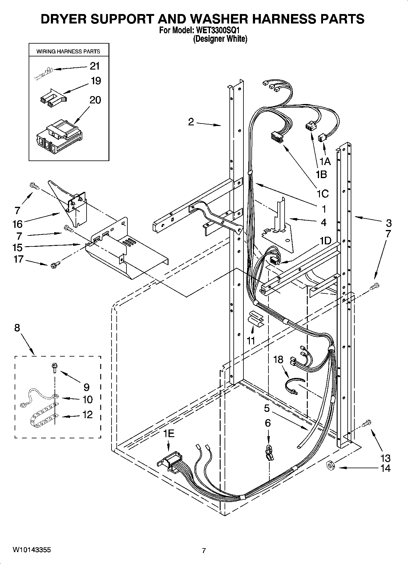 05 - DRYER SUPPORT AND WASHER HARNESS PARTS