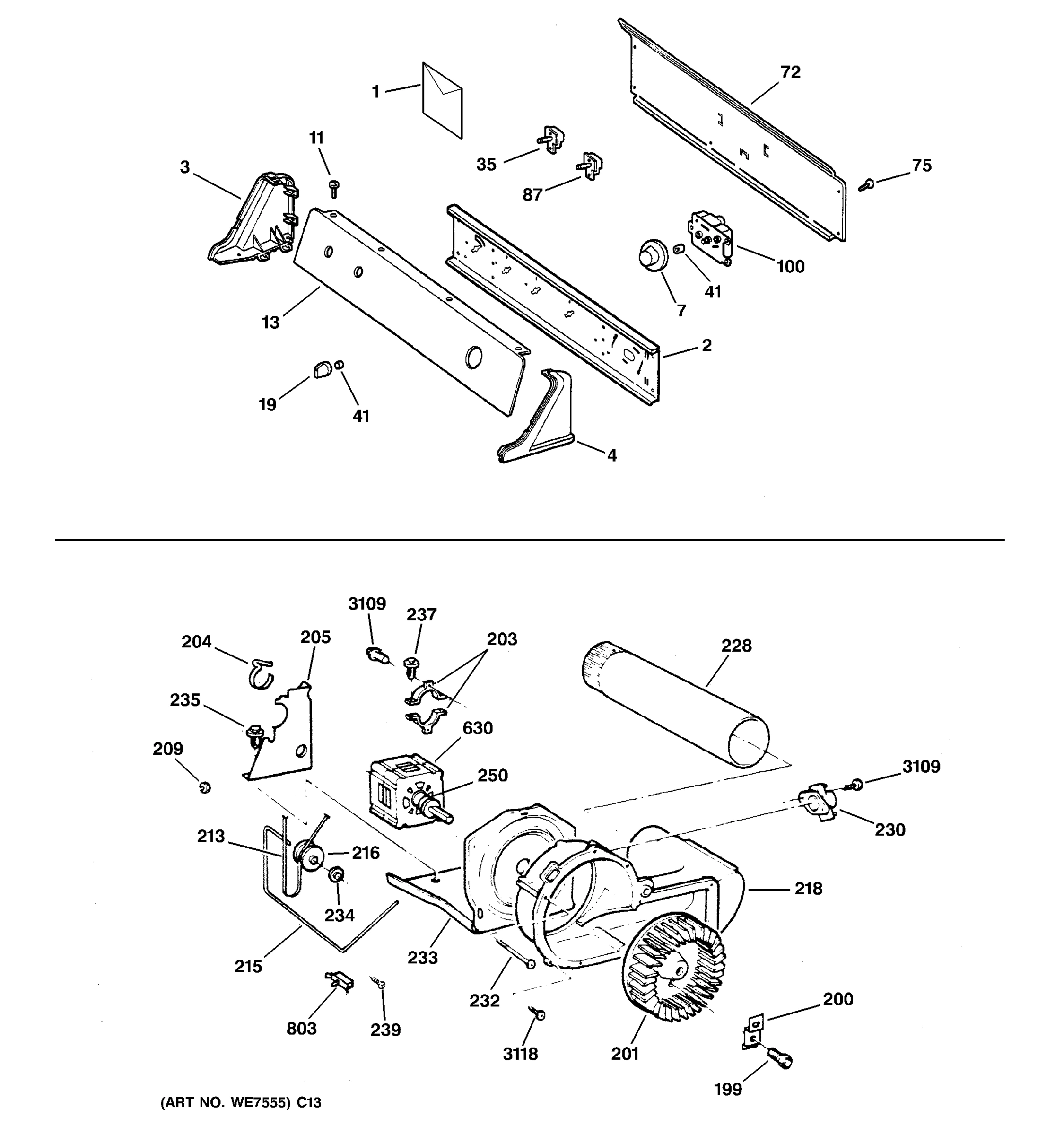 BACKSPLASH, BLOWER & DRIVE ASSEMBLY