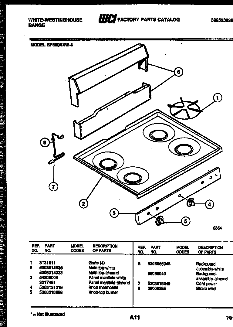 02 - BACKGUARD AND COOKTOP PARTS