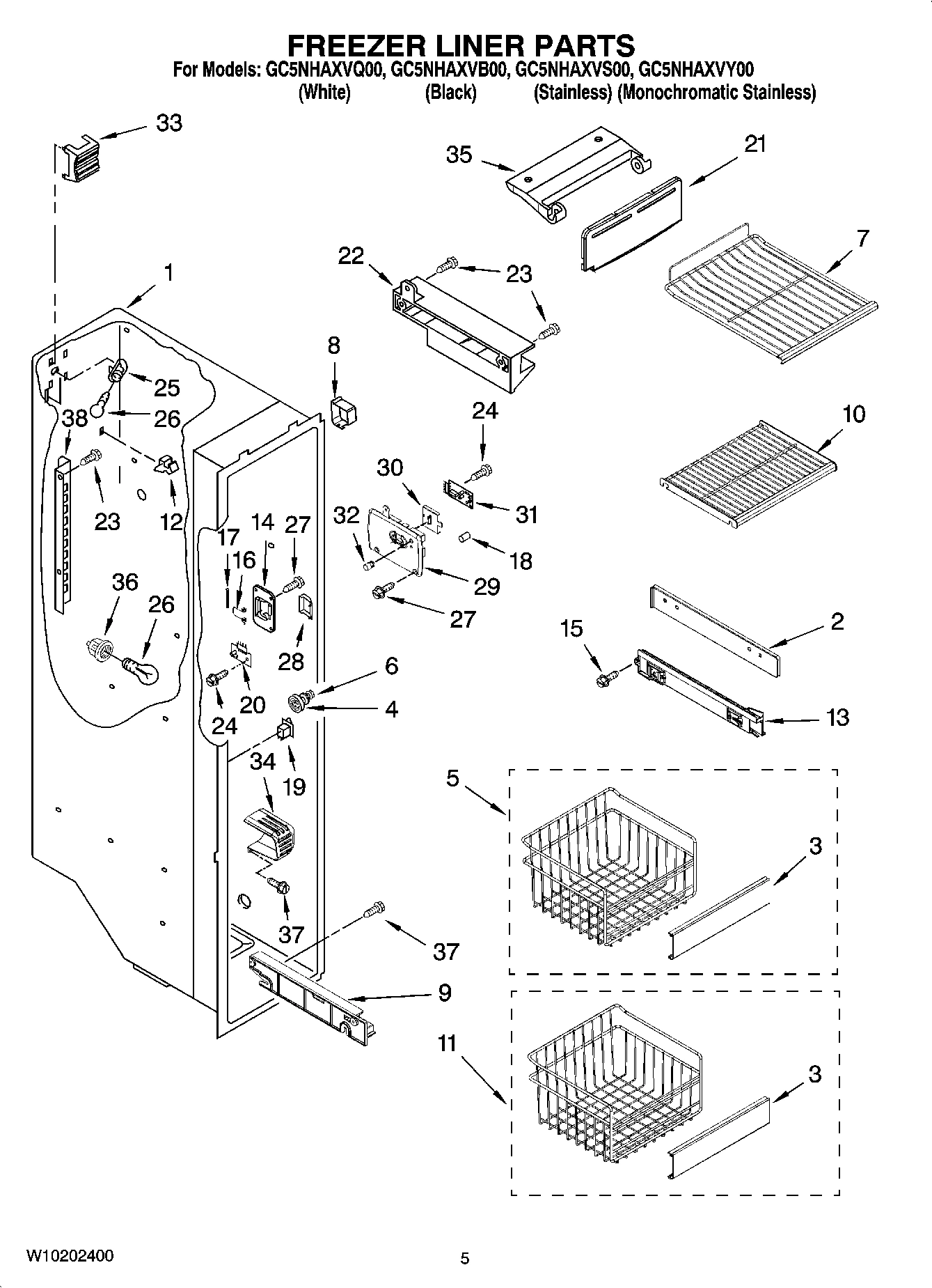 04 - FREEZER LINER PARTS