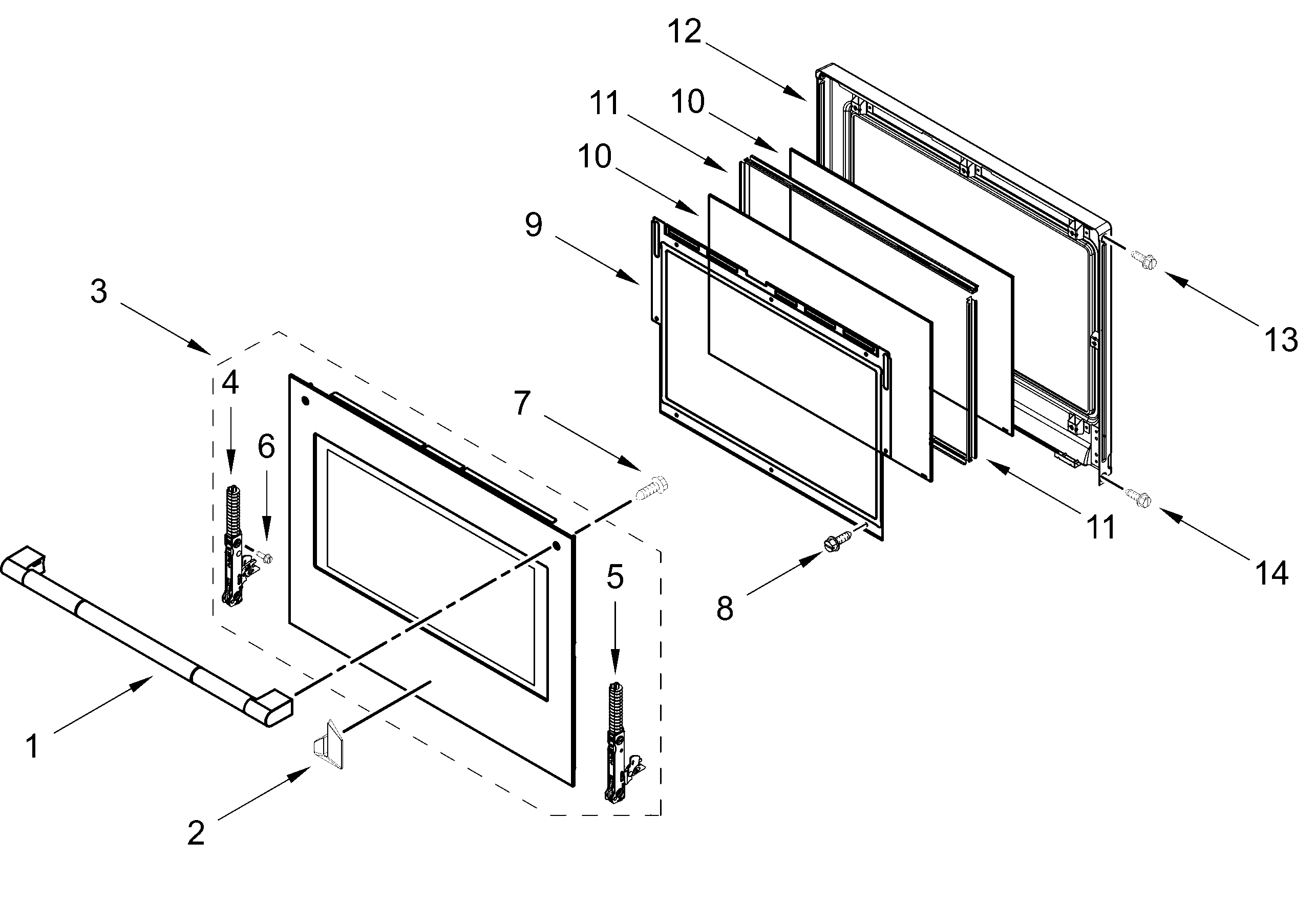 LOWER OVEN DOOR PARTS