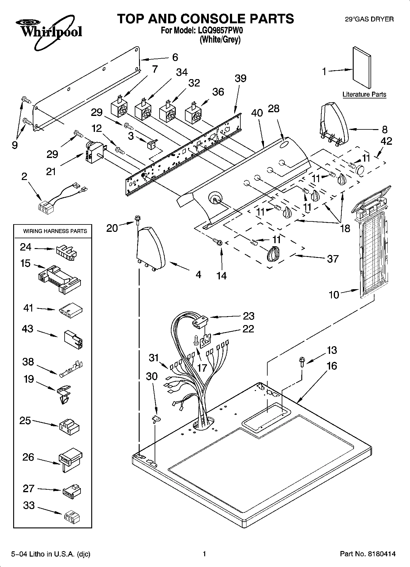 01 - TOP AND CONSOLE PARTS OPTIONAL PARTS (NOT INCLUDED)
