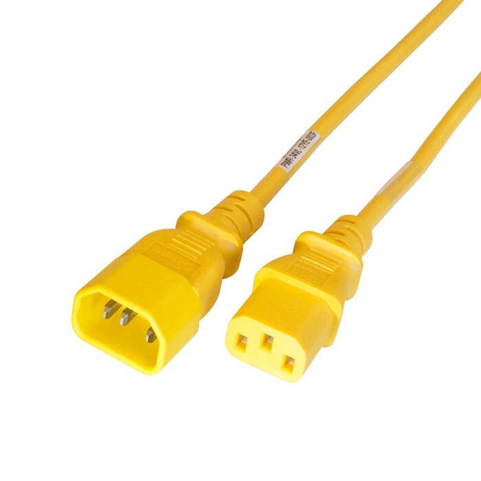 thumbnail image 2 of Iron Box 1ft Yellow IEC 320 C14 To C13 Power Cord – 15A/250V, 14 AWG (IBX-2813) 2 of 6