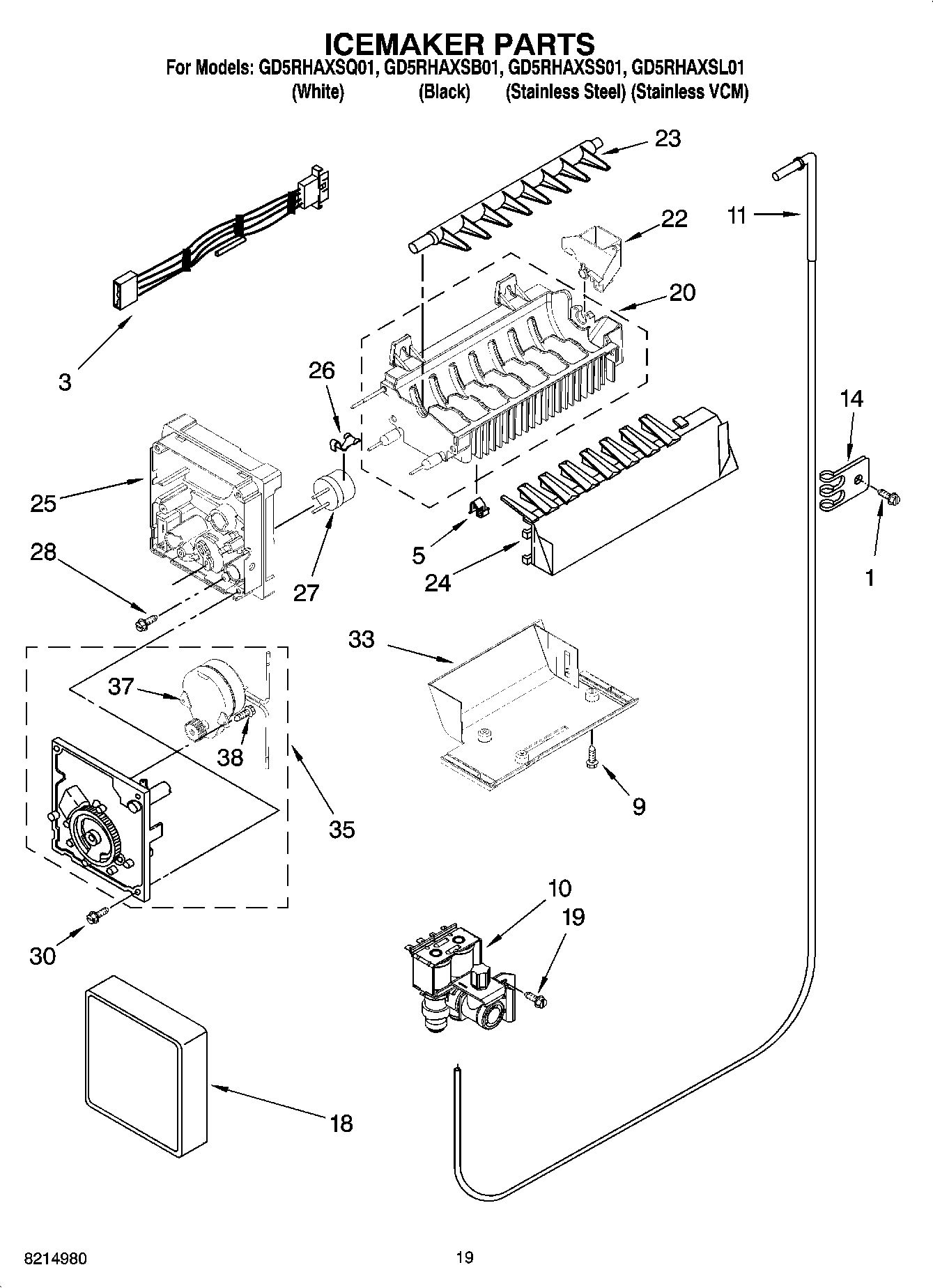 12 - ICEMAKER PARTS, OPTIONAL PARTS (NOT INCLUDED)