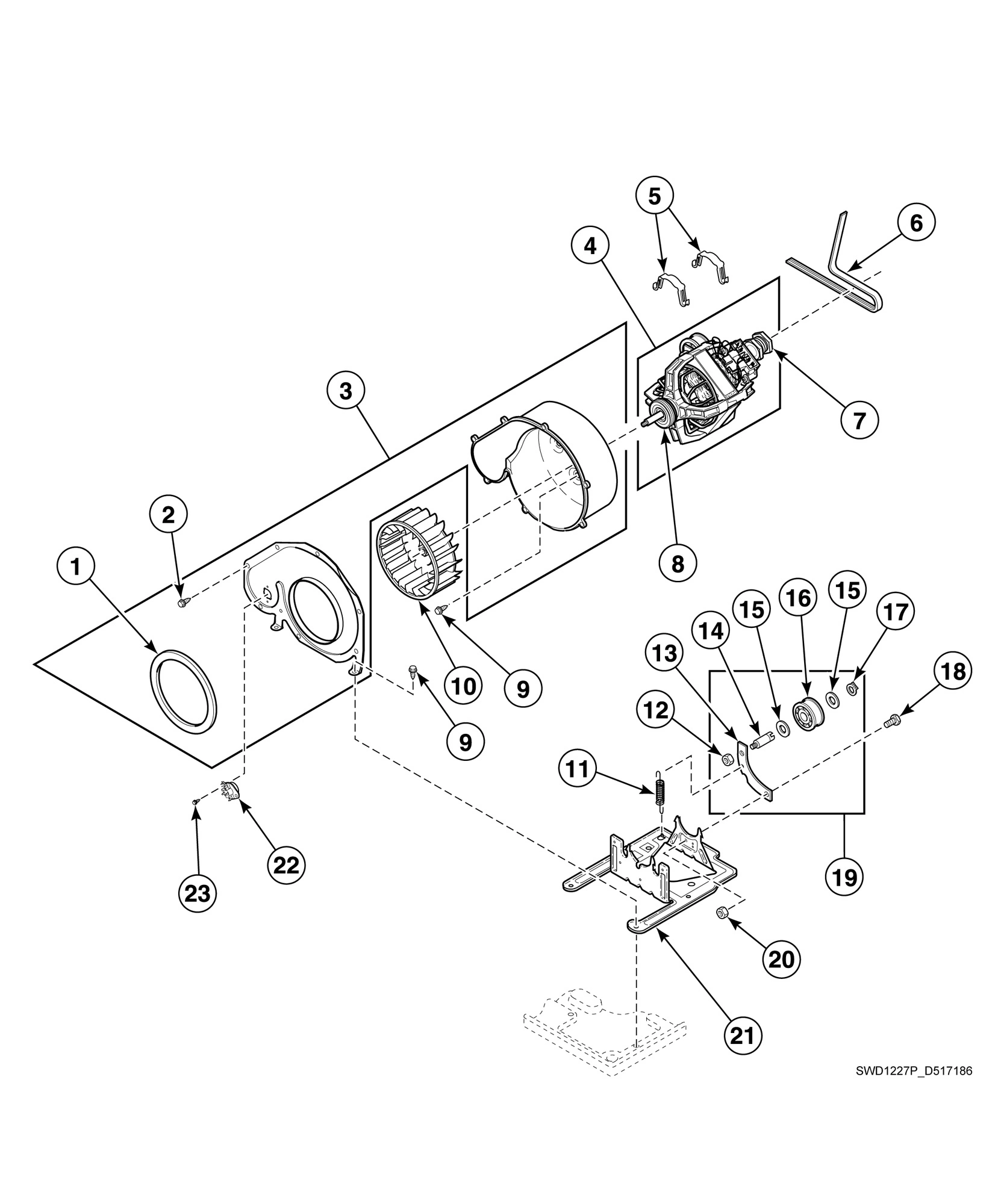 Motor, Exhaust Fan and Belt