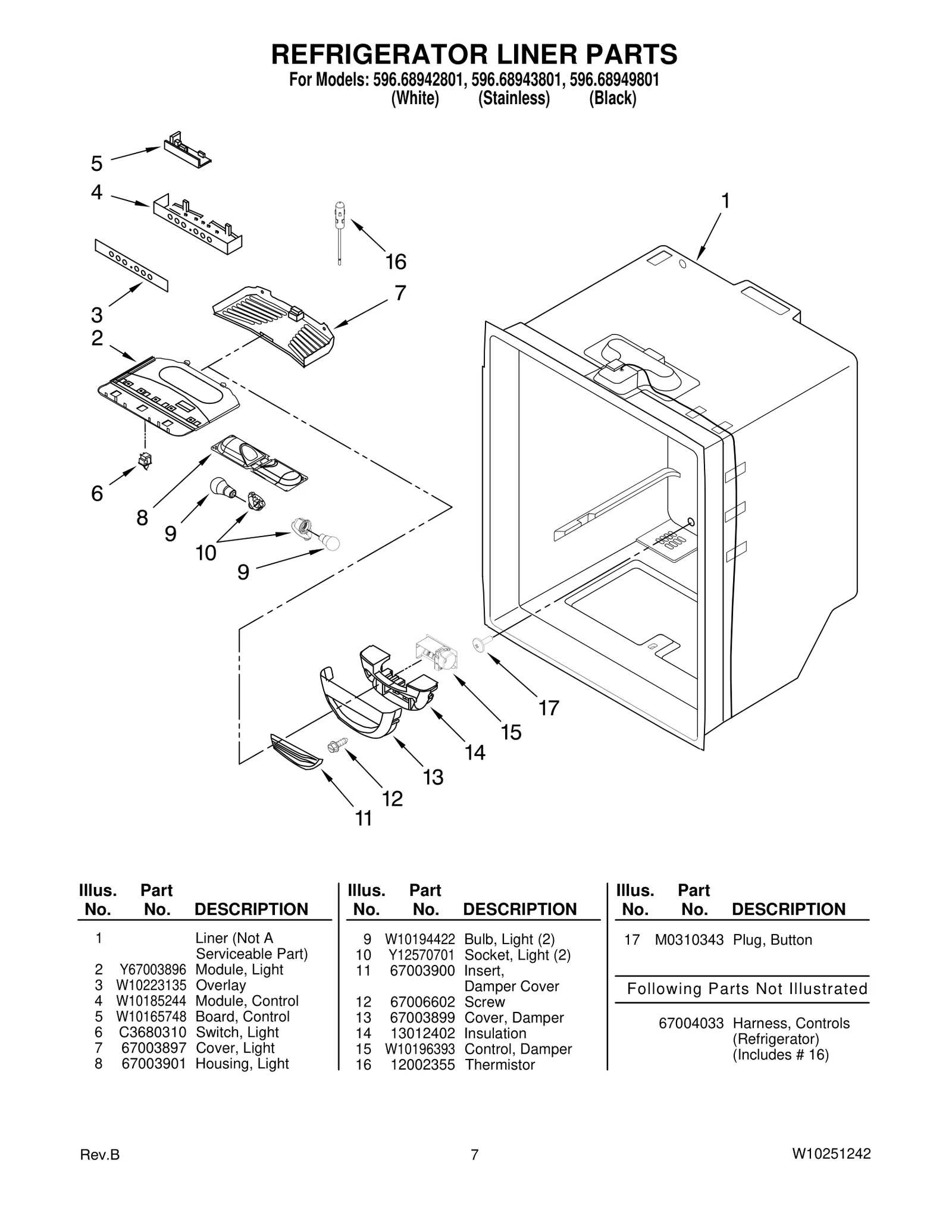 REFRIGERATOR LINER PARTS