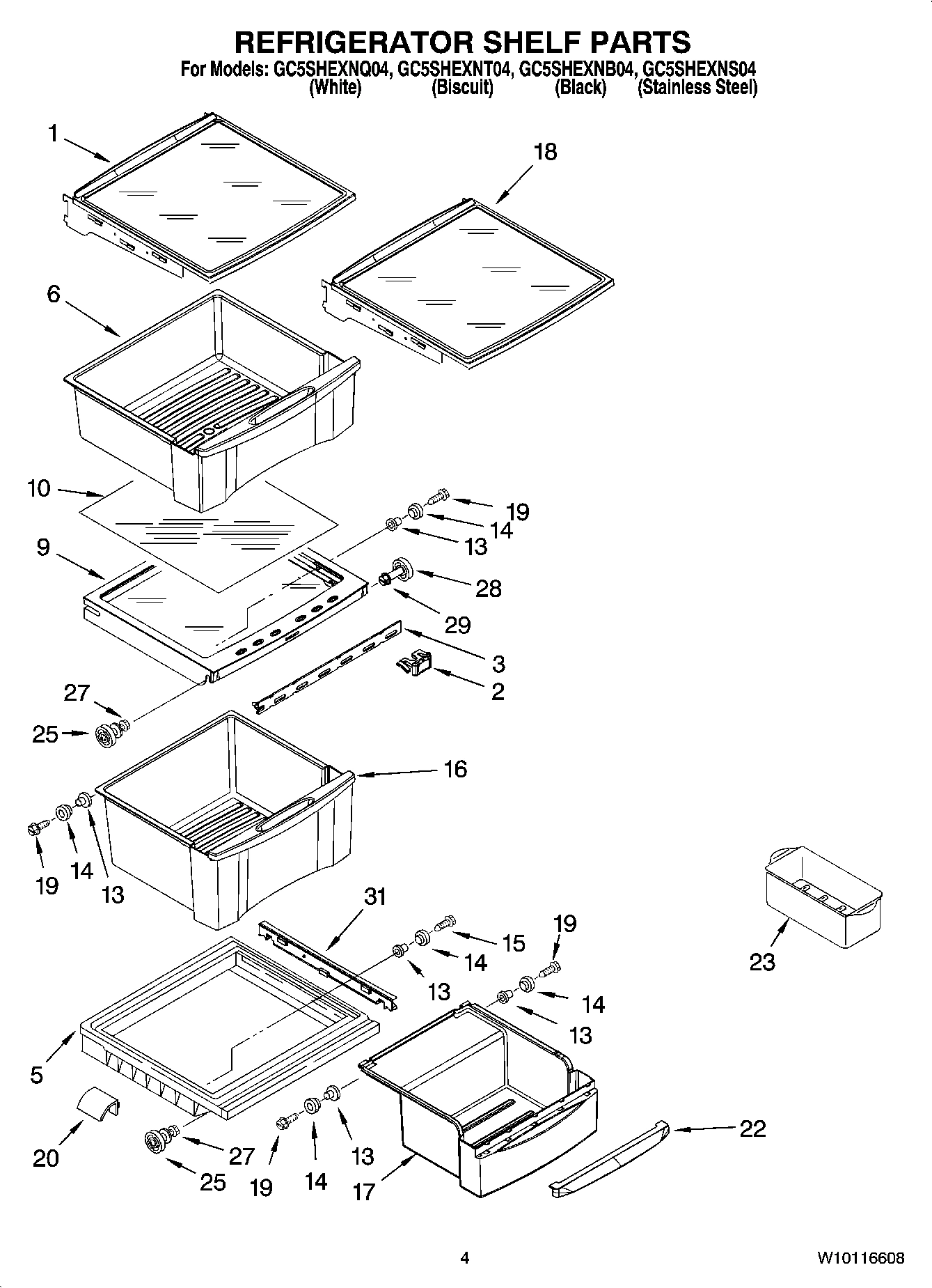 03 - REFRIGERATOR SHELF PARTS