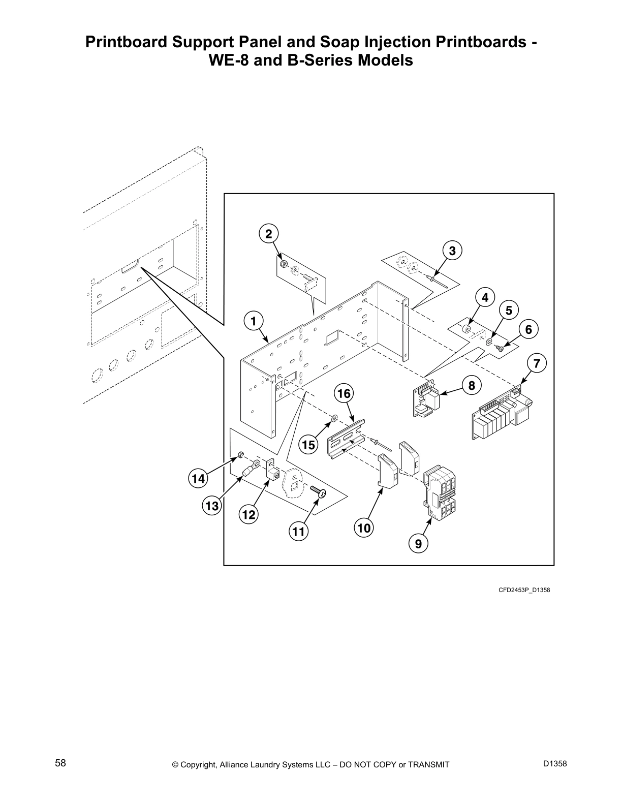 Printboard Support Panel and Soap Injection Printboards - 
WE-8 and B-Series Models