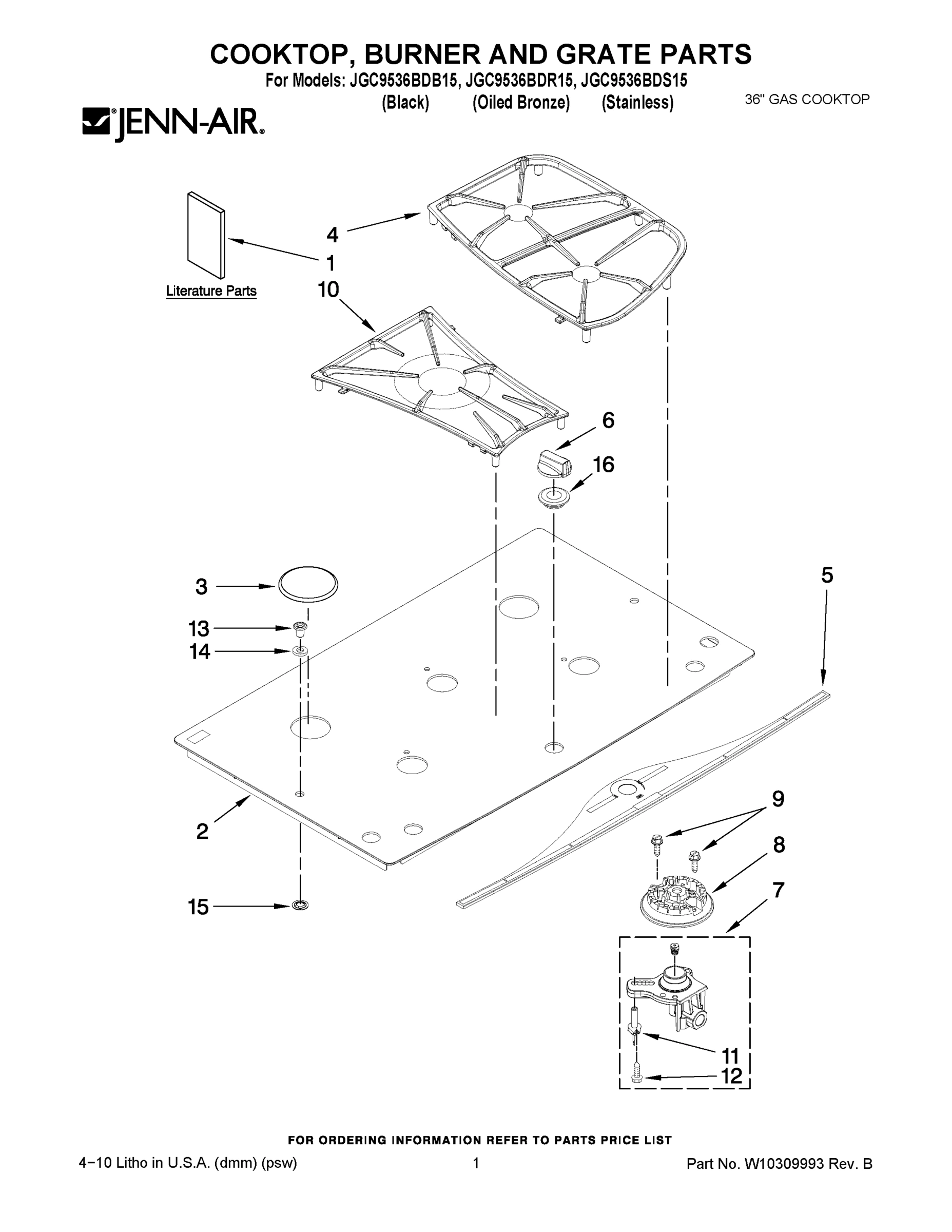 01 - COOKTOP, BURNER AND GRATE PARTS
