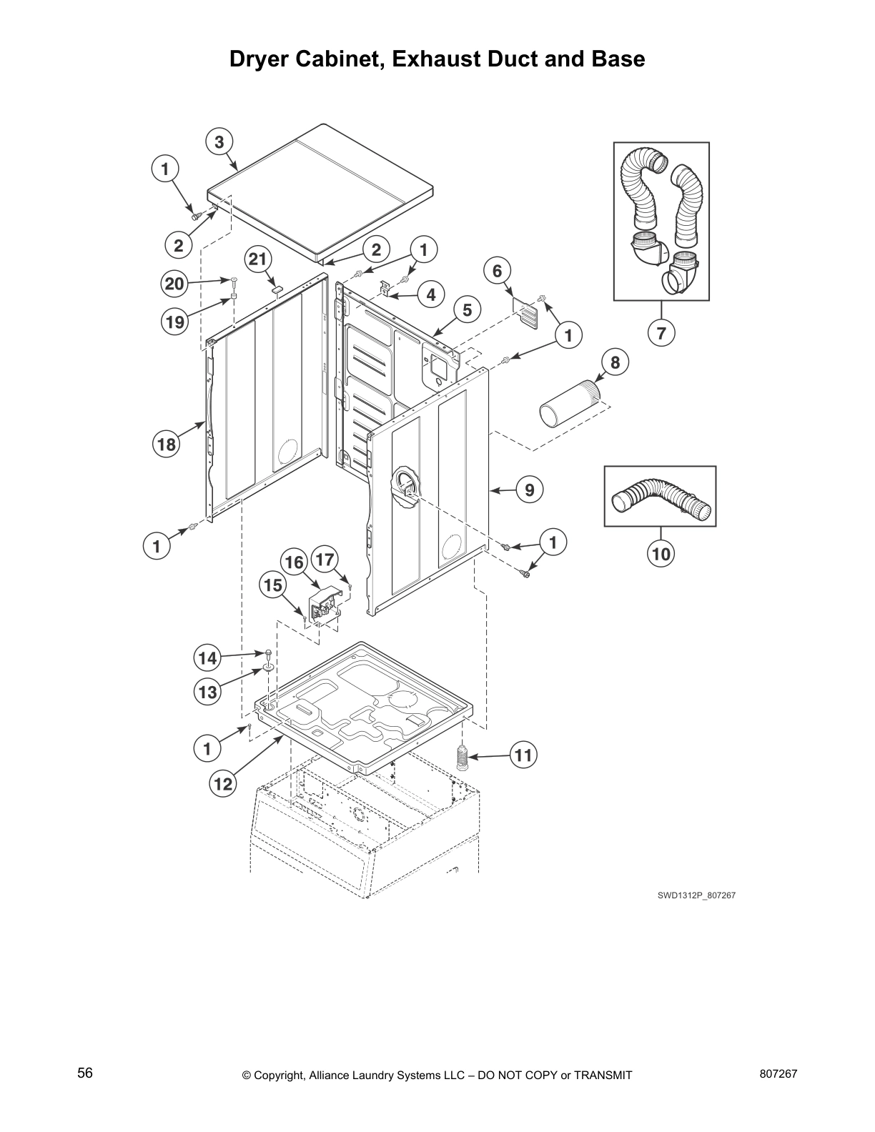 Dryer Cabinet, Exhaust Duct and Base