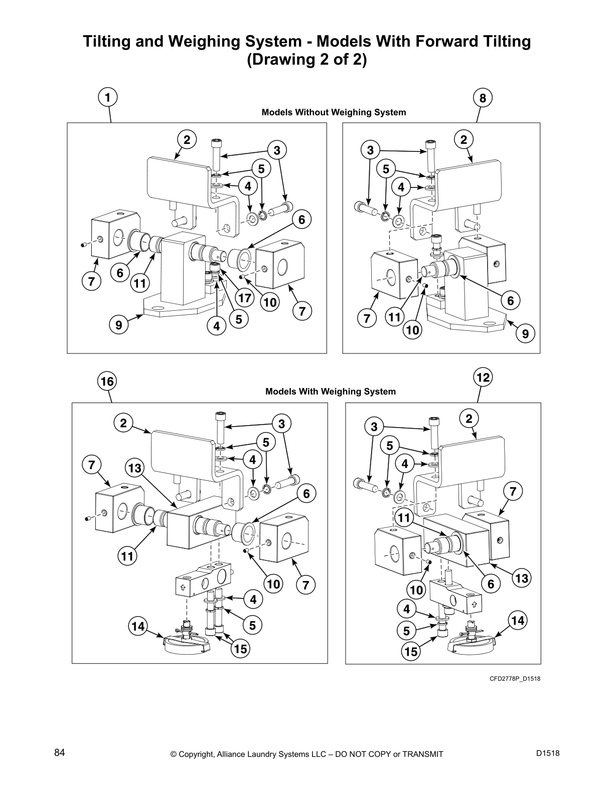 Tilting and Weighing System - Models With Forward Tilting
(Drawing 2 of 2)