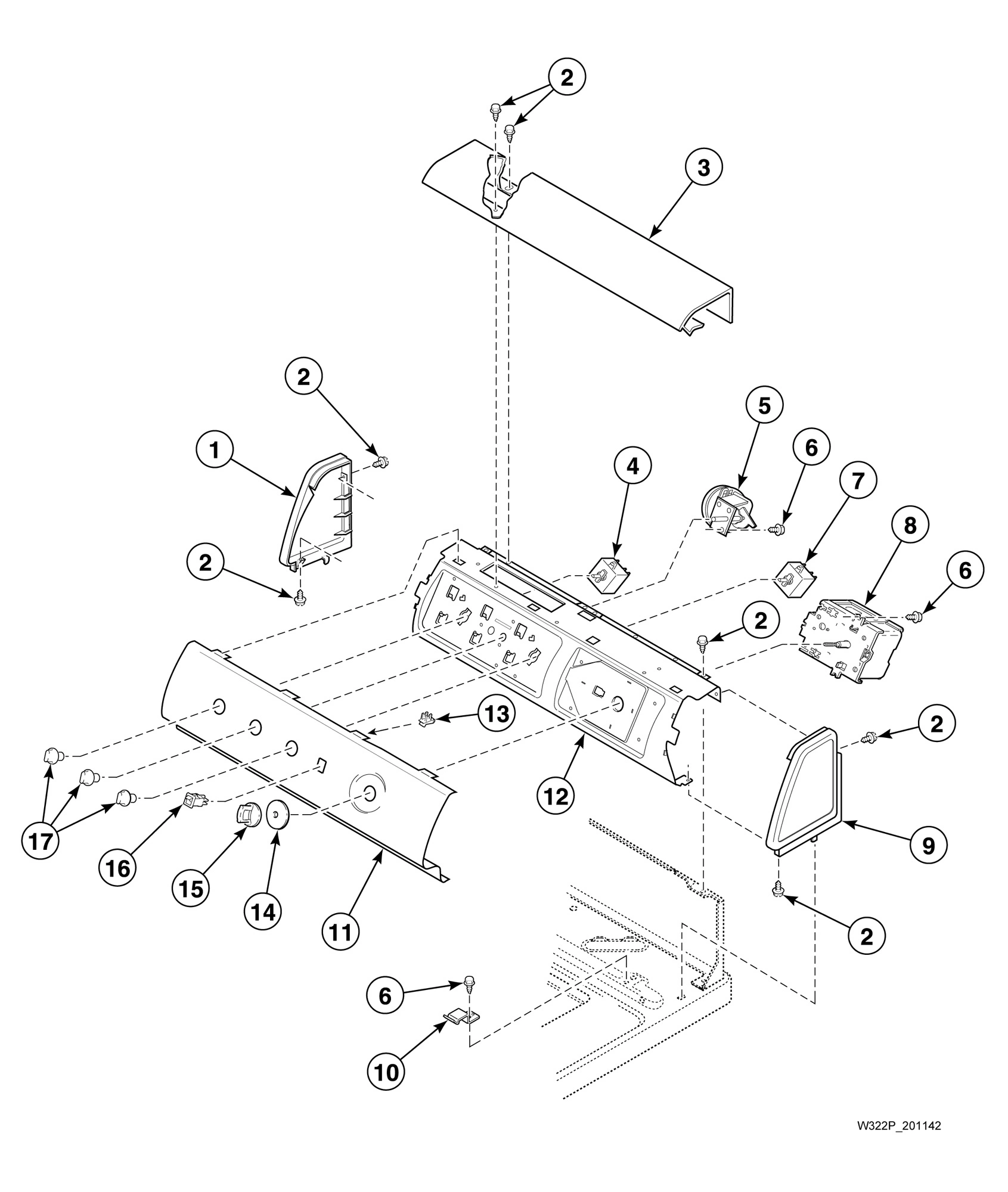Graphic Panel, Control Support Panel and Controls (Drawing 5 of 9)