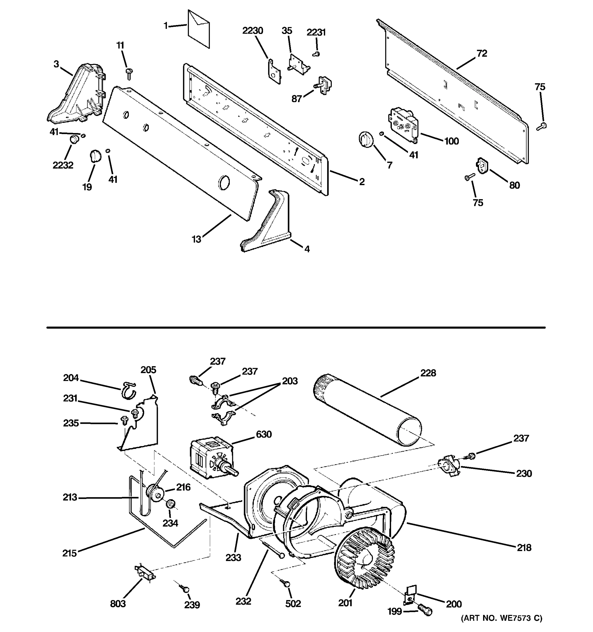 CONTROLS, BACKSPLASH, BLOWER & MOTOR