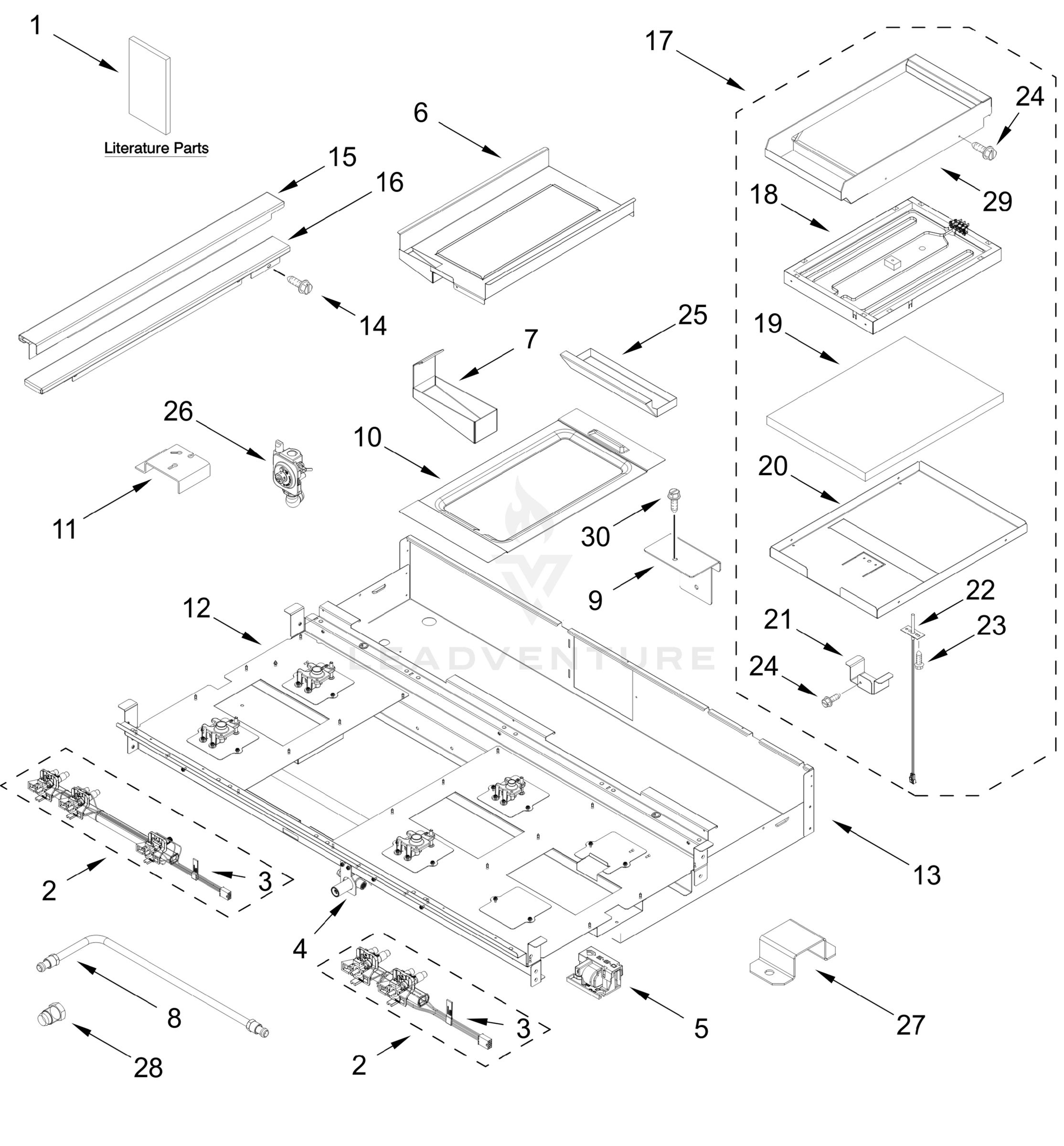 BURNER BOX, GRIDDLE, AND GRILL PARTS