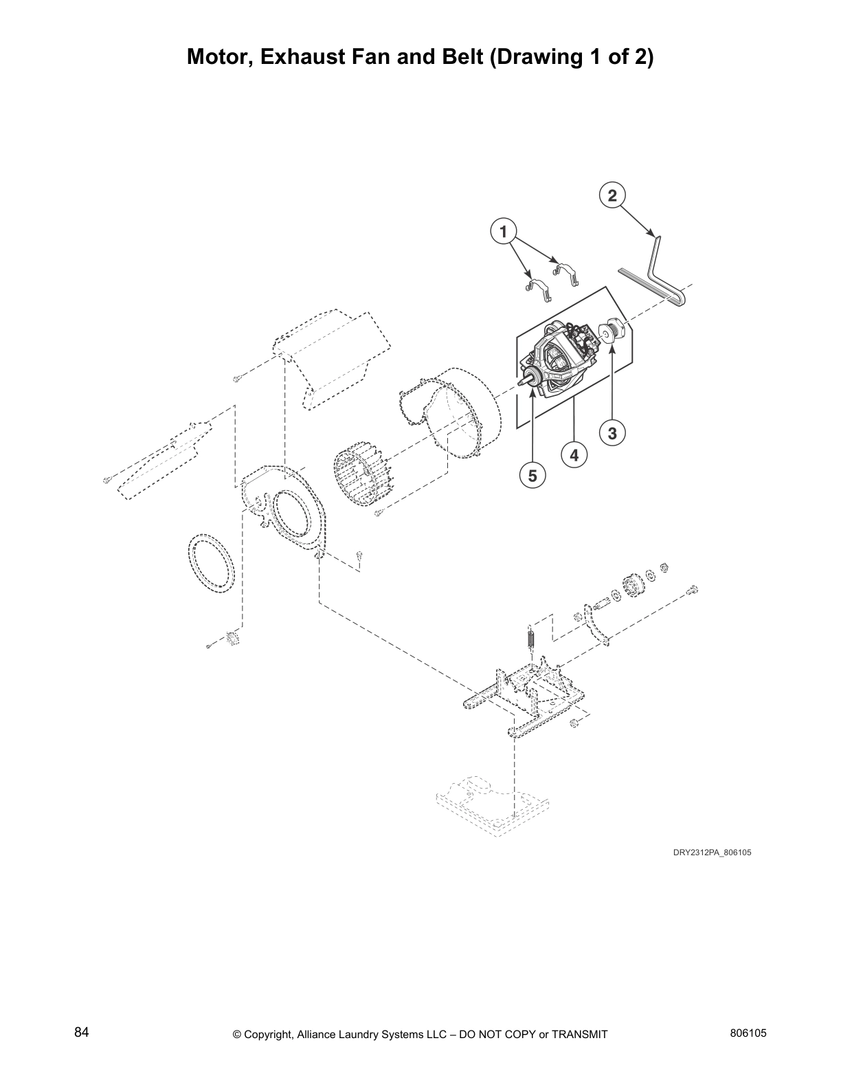 Motor, Exhaust Fan and Belt (Drawing 1 of 2)
