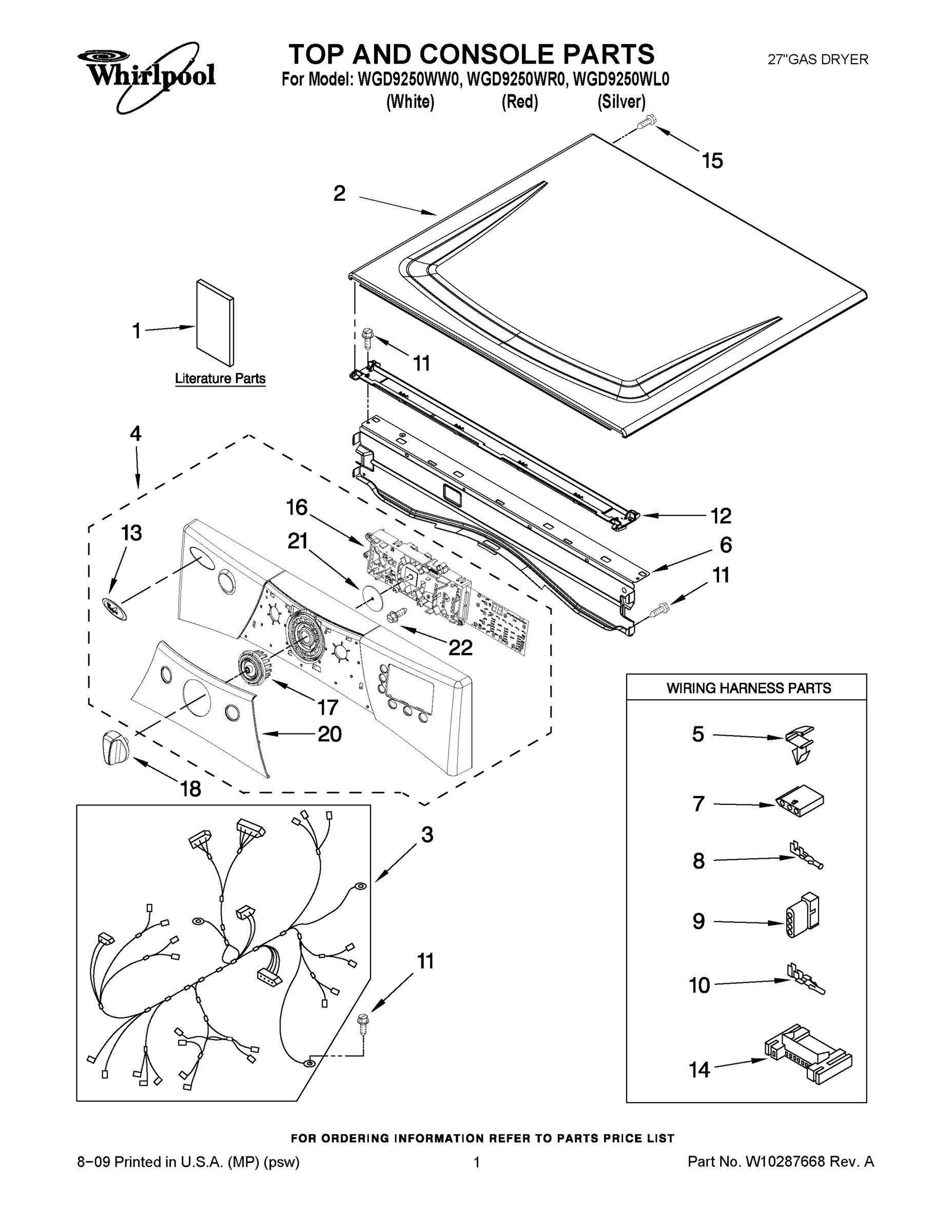 01 - TOP AND CONSOLE PARTS