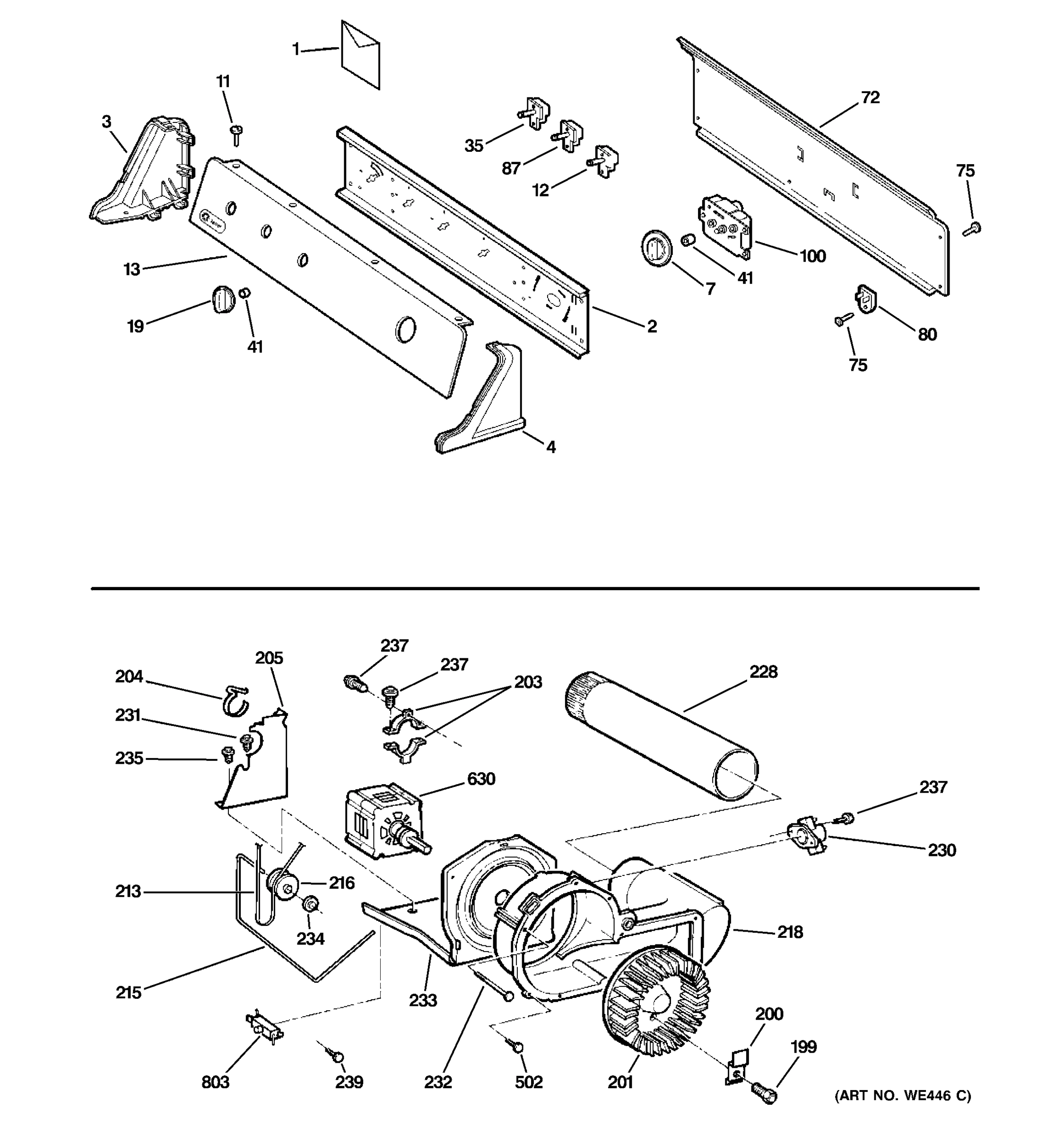 CONTROLS, BACKSPLASH, BLOWER & MOTOR