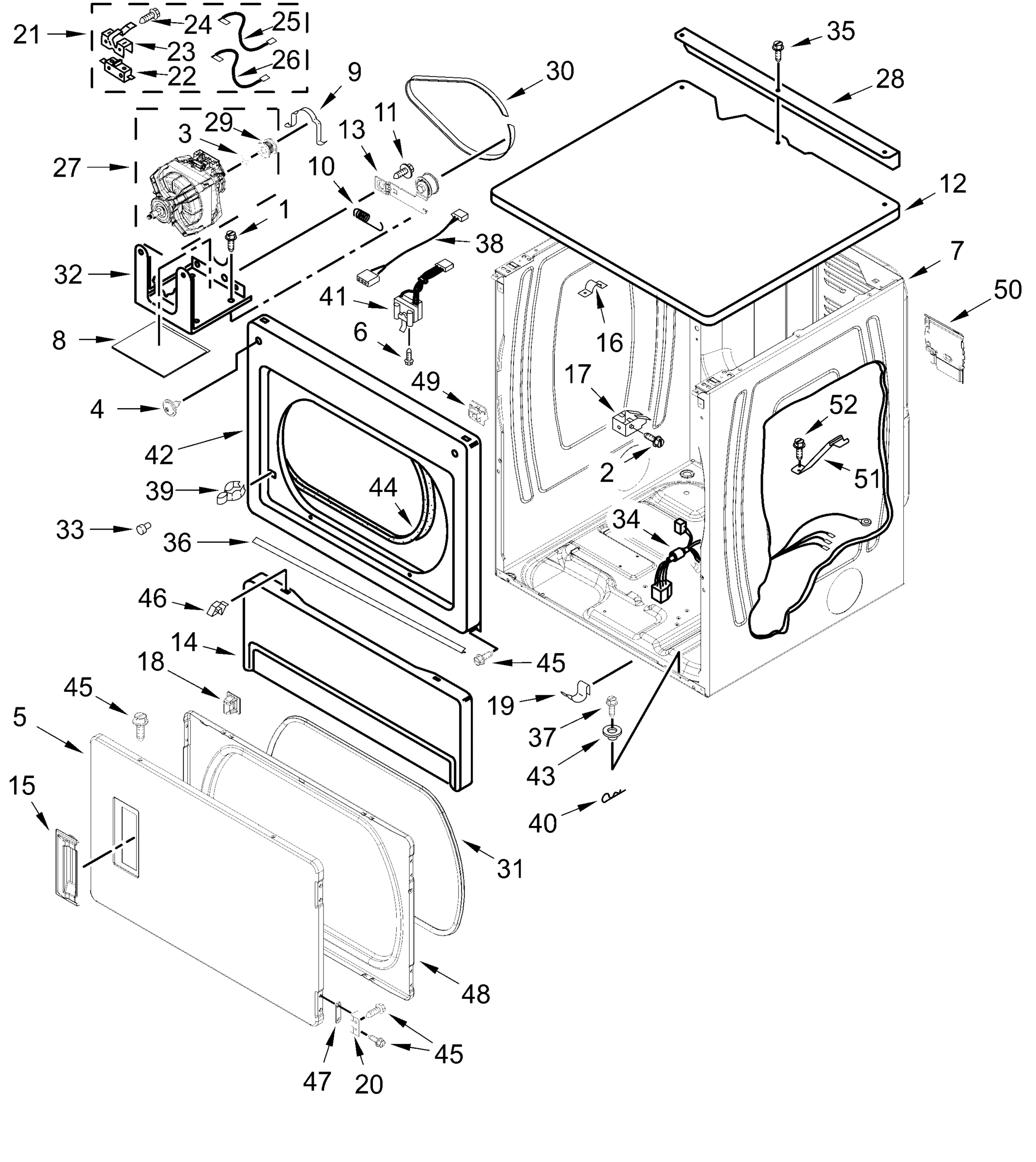 UPPER CABINET AND FRONT PANEL PARTS