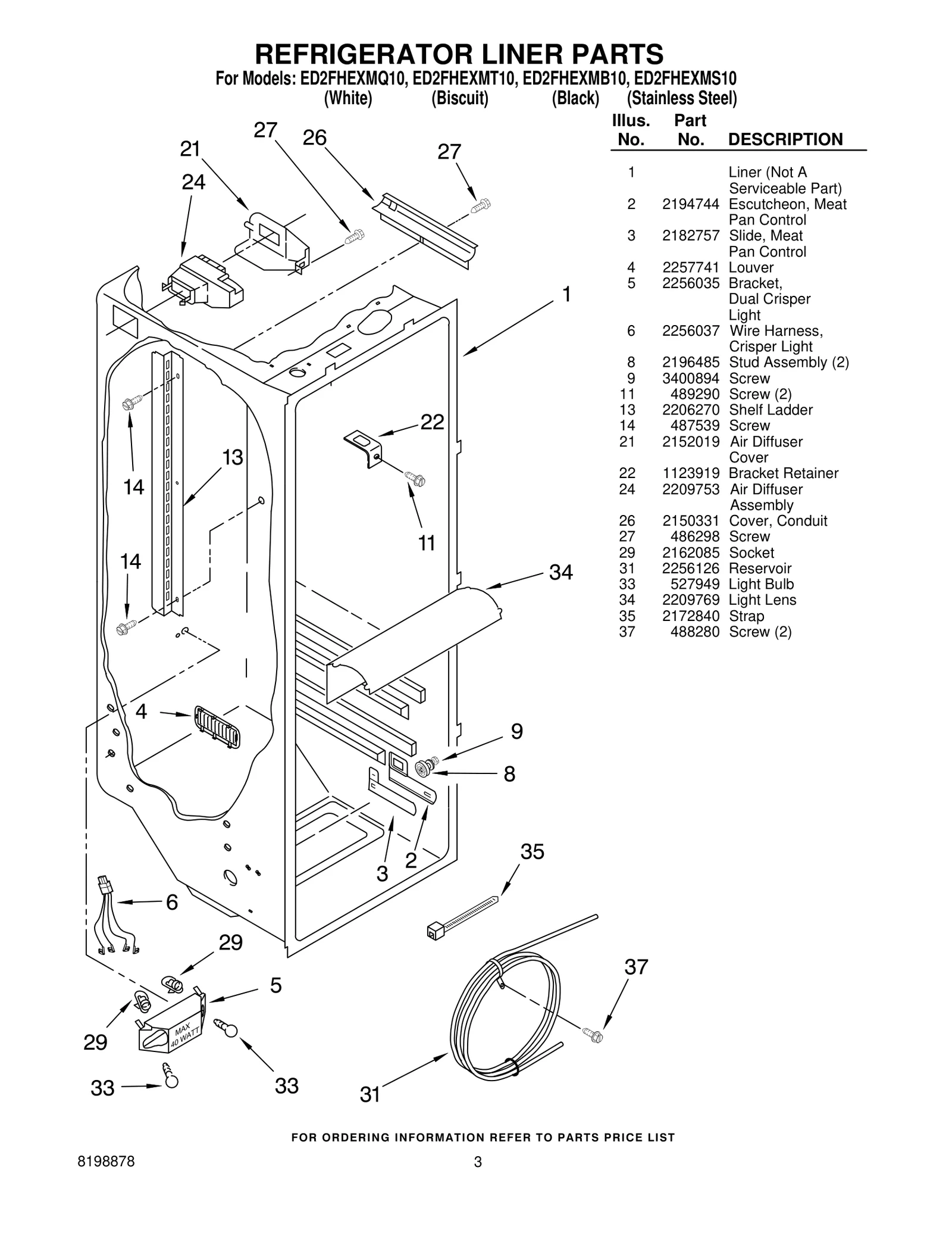 REFRIGERATOR LINER PARTS