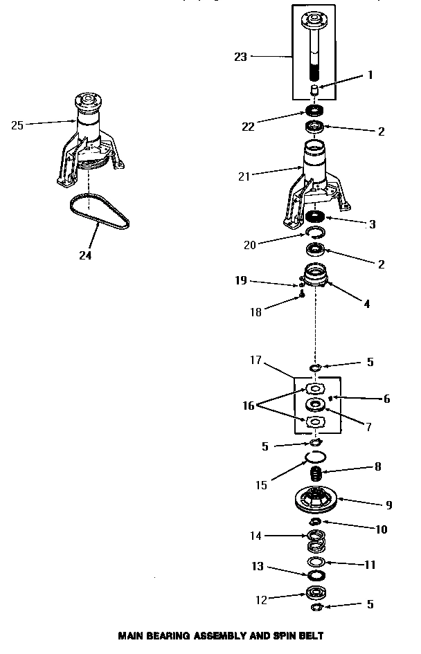 13 - MAIN BEARING ASSY & SPIN BELT
