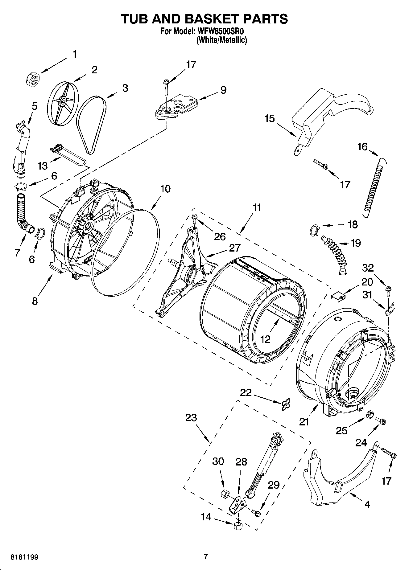 06 - TUB AND BASKET PARTS, OPTIONAL PARTS (NOT INCLUDED)