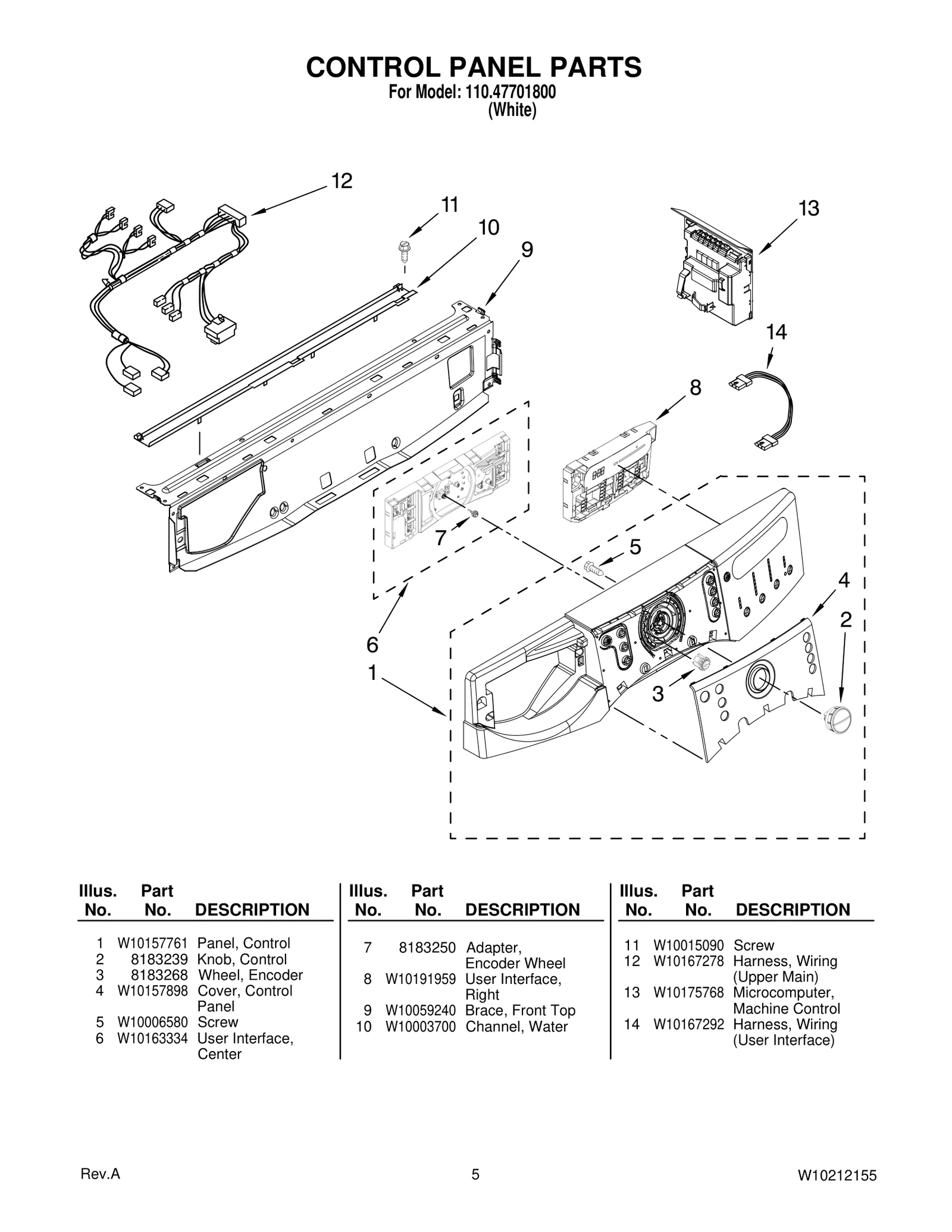 CONTROL PANEL PARTS