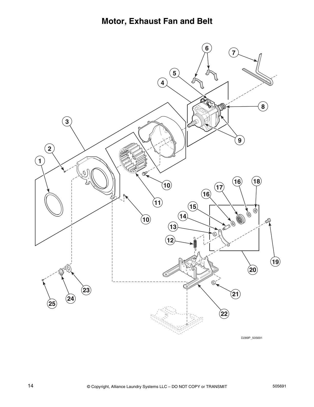 Motor, Exhaust Fan and Belt