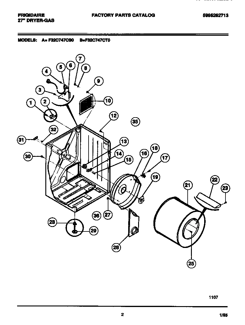02 - CABINET, DRUM, HEAT DUCT