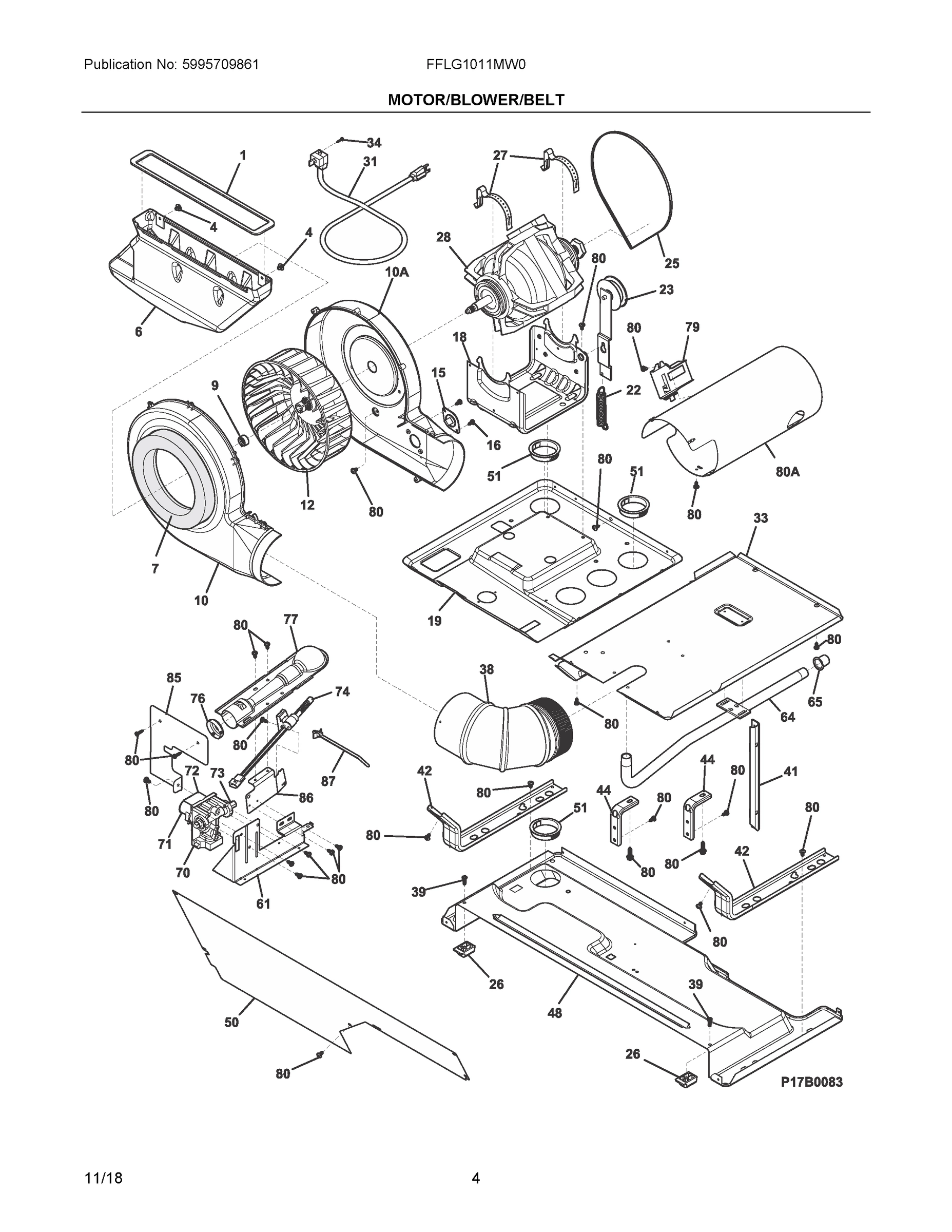 03 - MOTOR/BLOWER/BELT