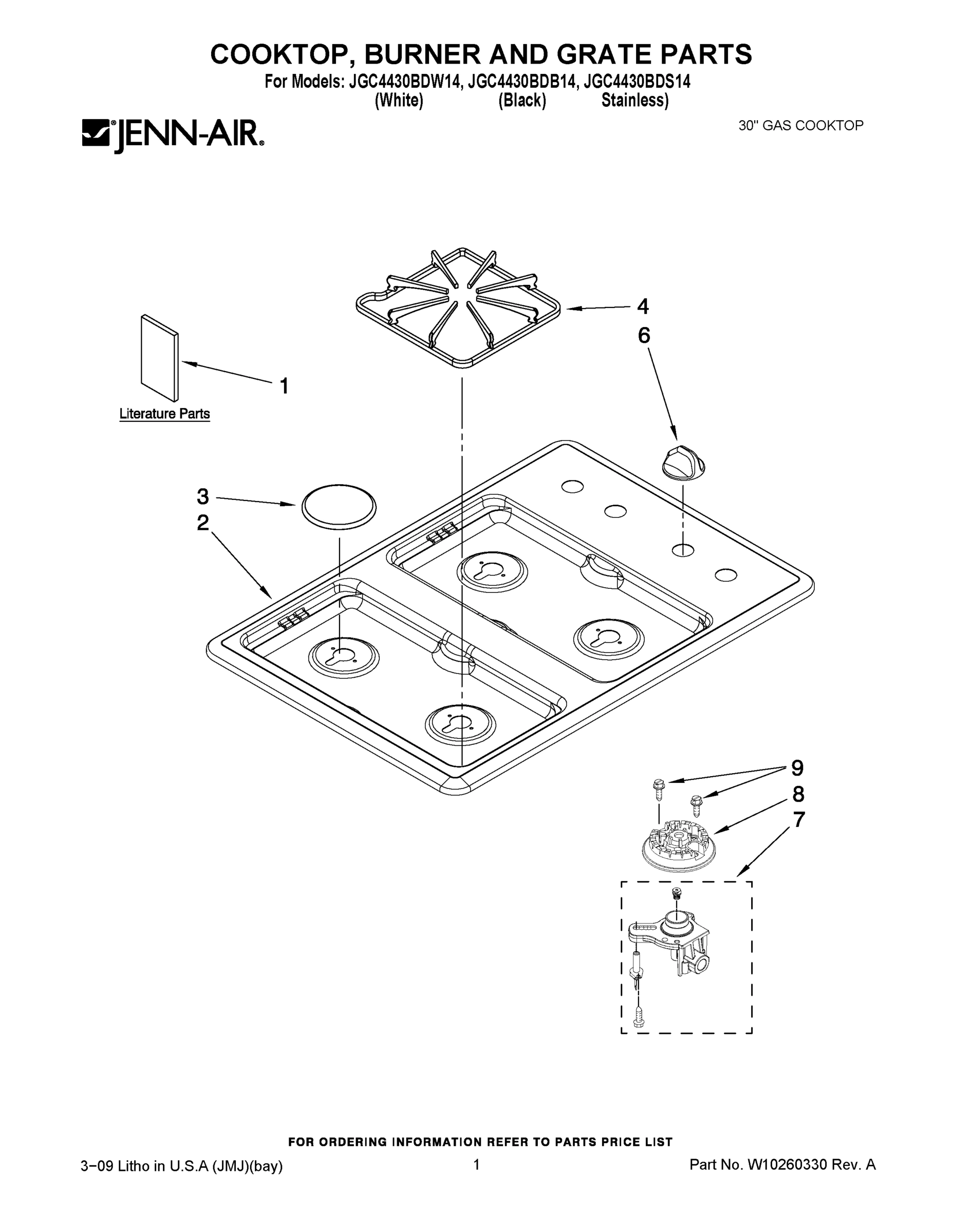 01 - COOKTOP, BURNER AND GRATE PARTS